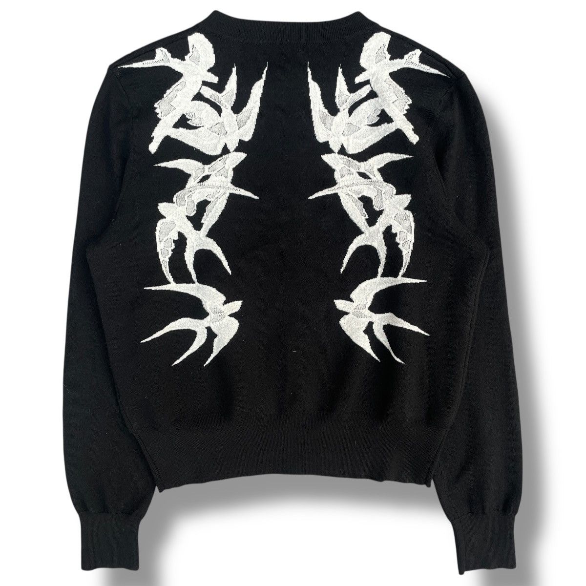 Alexander McQueen Alexander McQueen Swallow AOP Wool Knit Cardigan Size L / US 10 / IT 46 - 7 Thumbnail