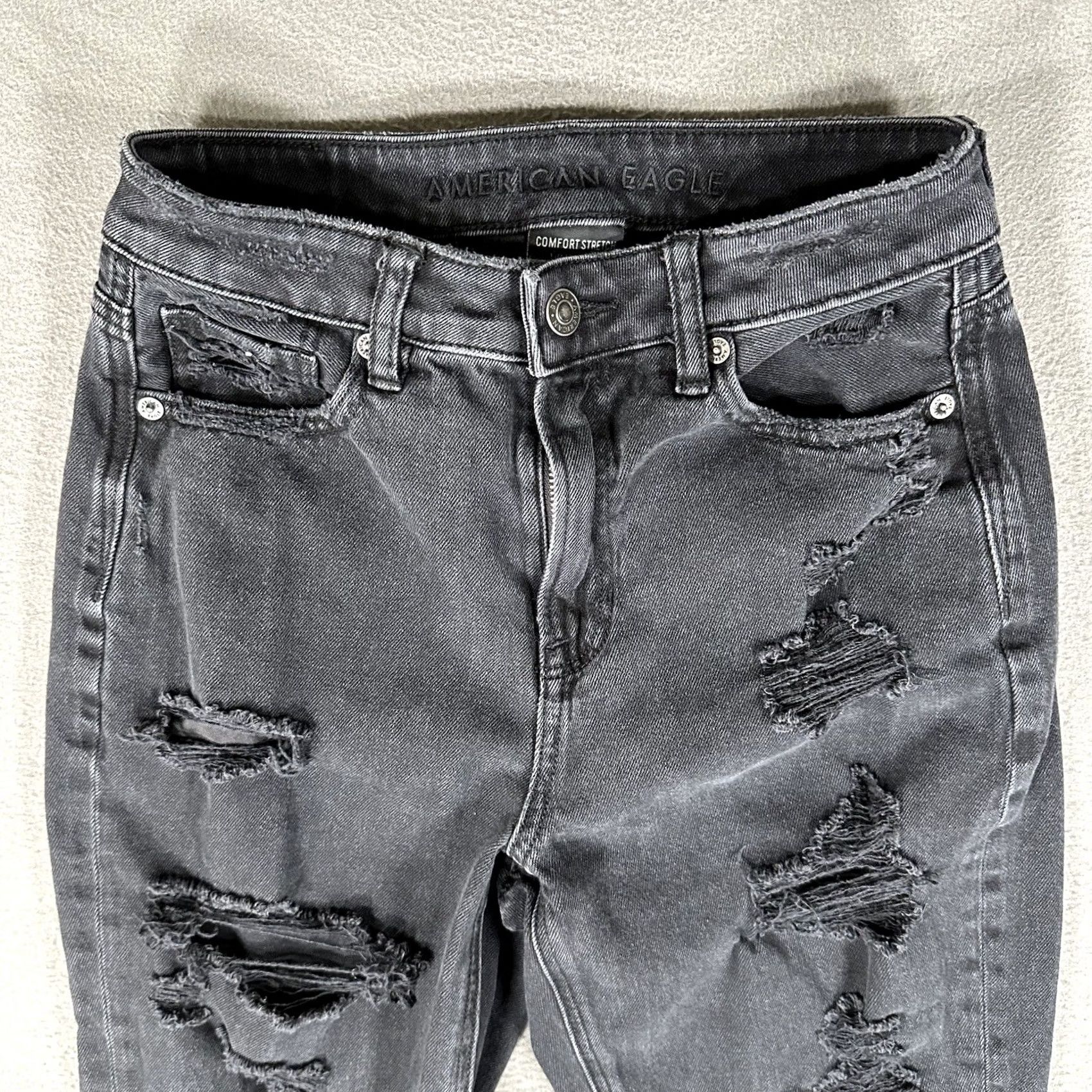 American Eagle Outfitters American Eagle Jeans Womens Gray Mom Jean Comfort Stretch Waistband Mid Rise 0 Size 25" / US 0 / IT 36 - 3 Thumbnail