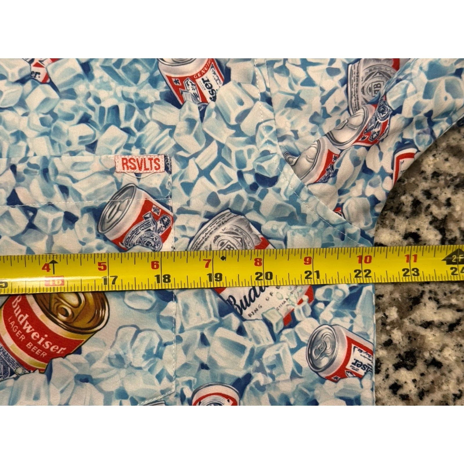 Budweiser RSVLTS Shirt Mens Large Blue Dads Cooler Budweiser Shirt Short Sleeve Button Up Size US L / EU 52-54 / 3 - 4 Thumbnail