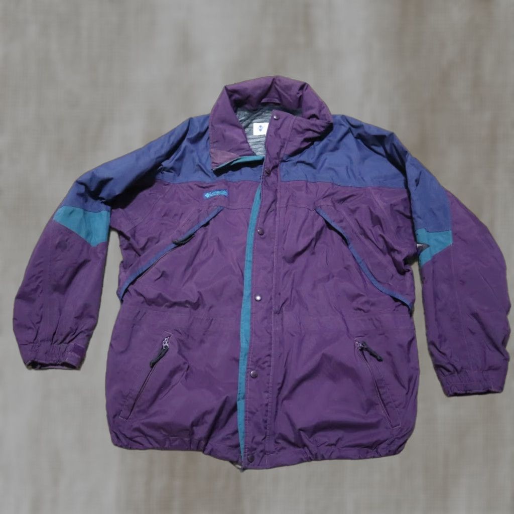 Vintage Vintage Columbia Ski Jacket Men's 2XL Winter Outerwear Purple Green Burgundy Stand-Up Collar Machine Washable Size US XXL / EU 58 / 5 - 1 Thumbnail