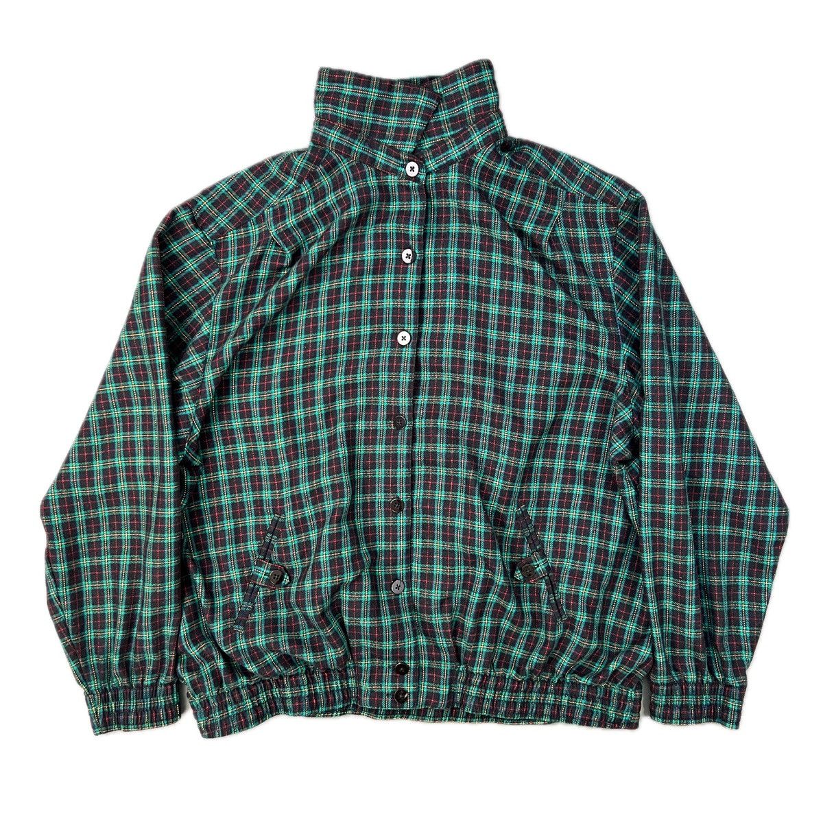 Vintage Designer Green and Black Tartan Viscose Button Up Jacket Size US M / EU 48-50 / 2 - 5 Thumbnail