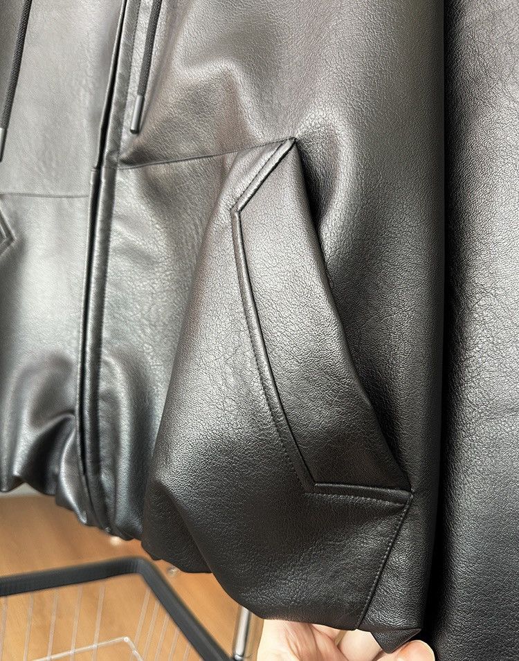 Japanese Brand × Vintage Avant garde oversized chunky pu leather hooded zip jacket Size US XL / EU 56 / 4 - 9 Thumbnail