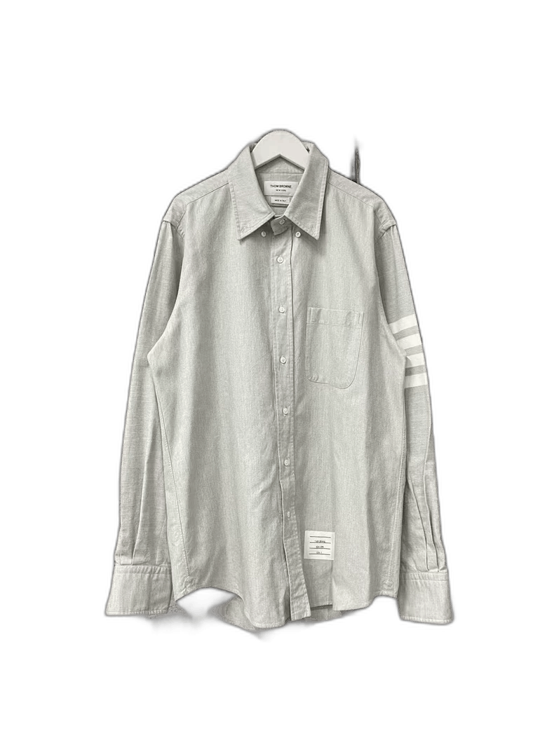 Thom Browne Thom Browne Gray and White Striped Shirt Size US M / EU 48-50 / 2 - 1 Thumbnail