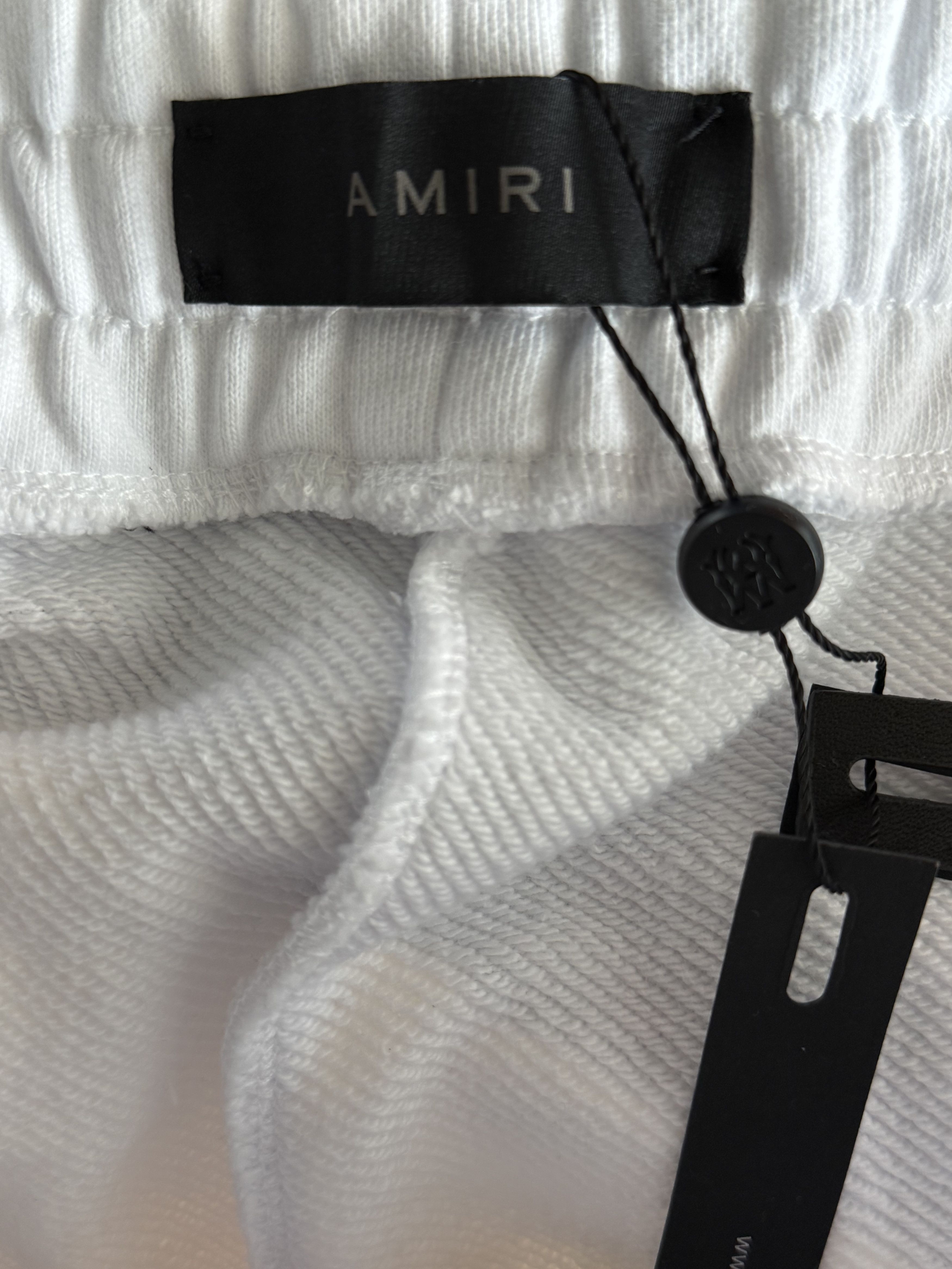 Amiri Amiri White & Blue MA Watercolor Bar Logo Shorts Size US 36 / EU 52 - 3 Thumbnail