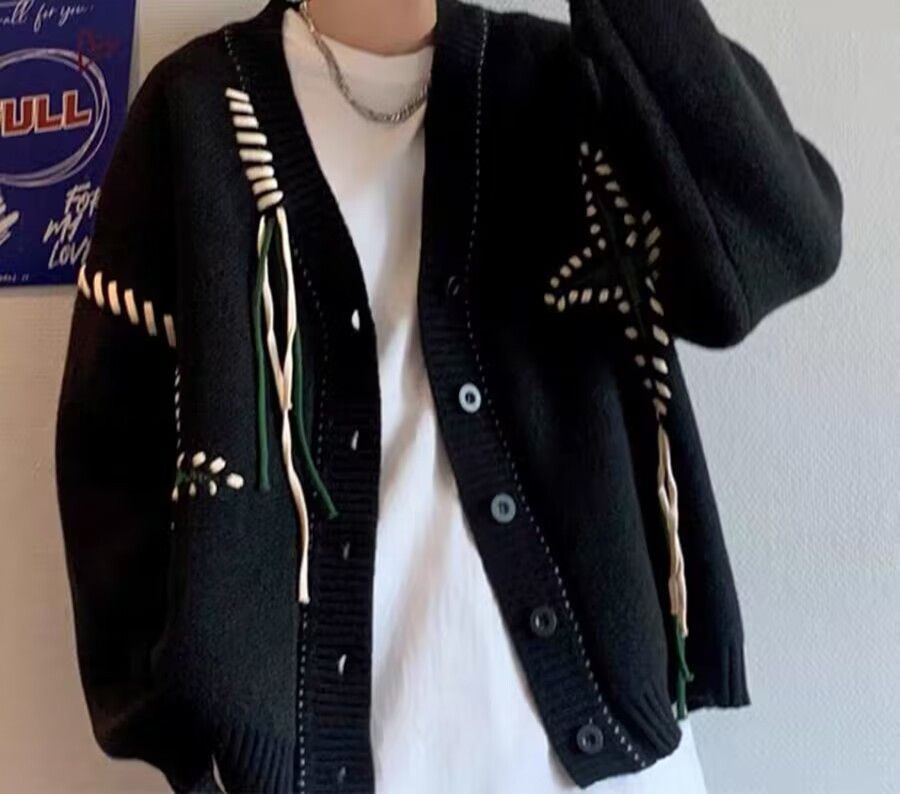 Japanese Brand × Vintage Street Baggy Knitted Cardigan Sweater Black Size US L / EU 52-54 / 3 - 7 Thumbnail