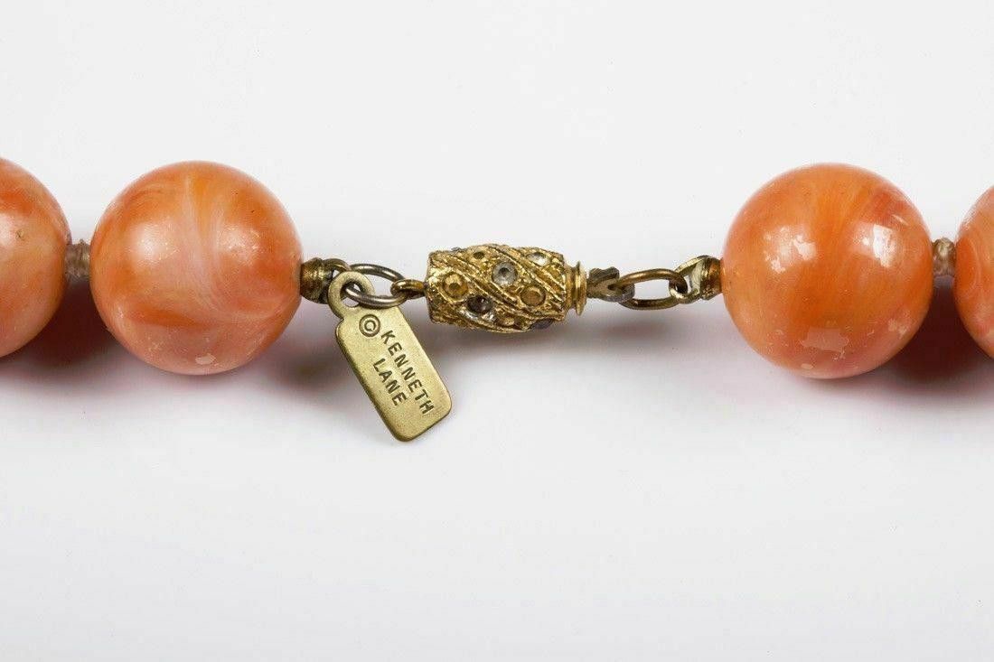 Designer Kenneth Lane Faux Pink Coral and Faux Baroque Pearl Necklace Size ONE SIZE - 3 Thumbnail