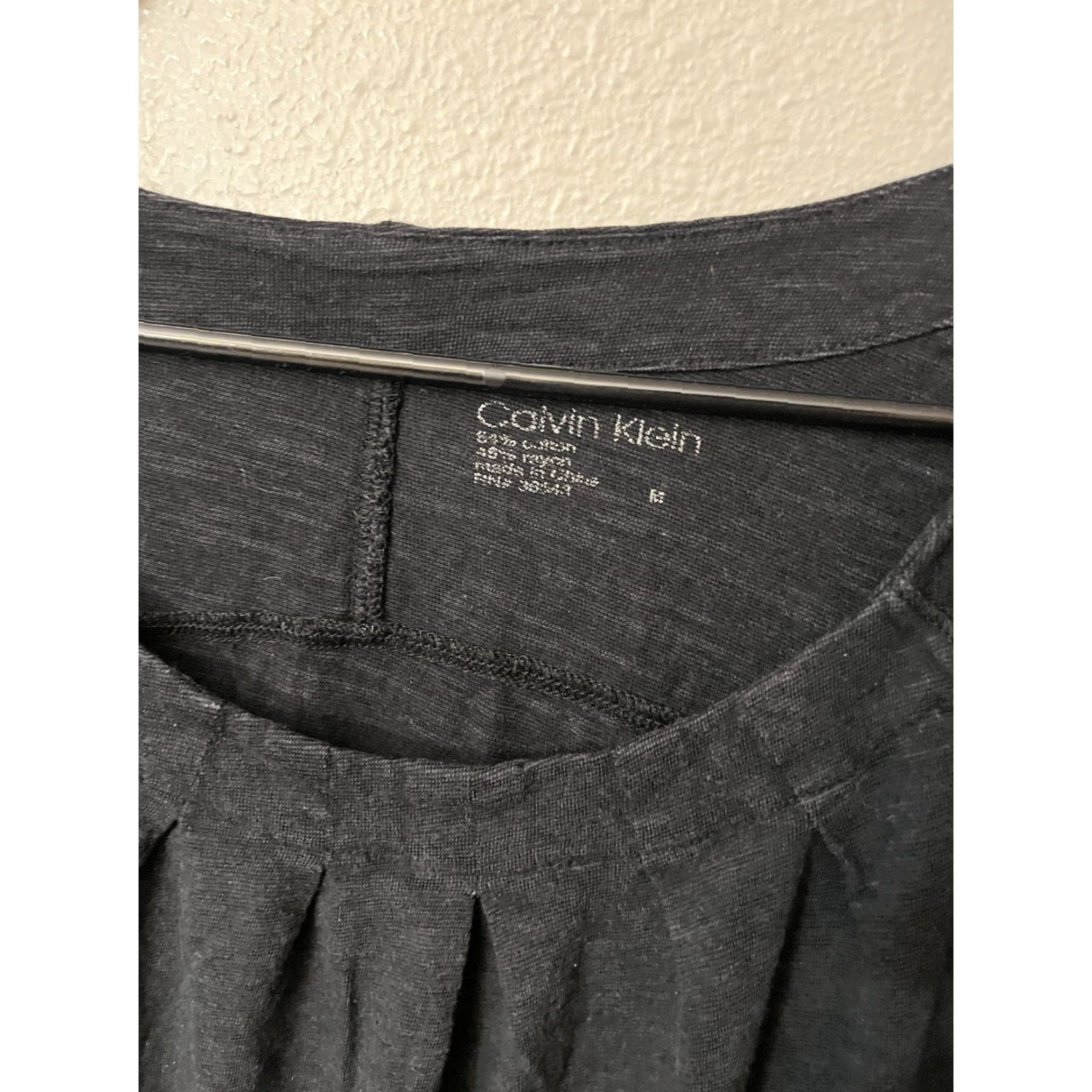 Calvin Klein Calvin Klein Women's Blouse Scoop Neck Pleated Shirt 3/4 Sleeve Gray Medium Classic Size M / US 6-8 / IT 42-44 - 2 Thumbnail