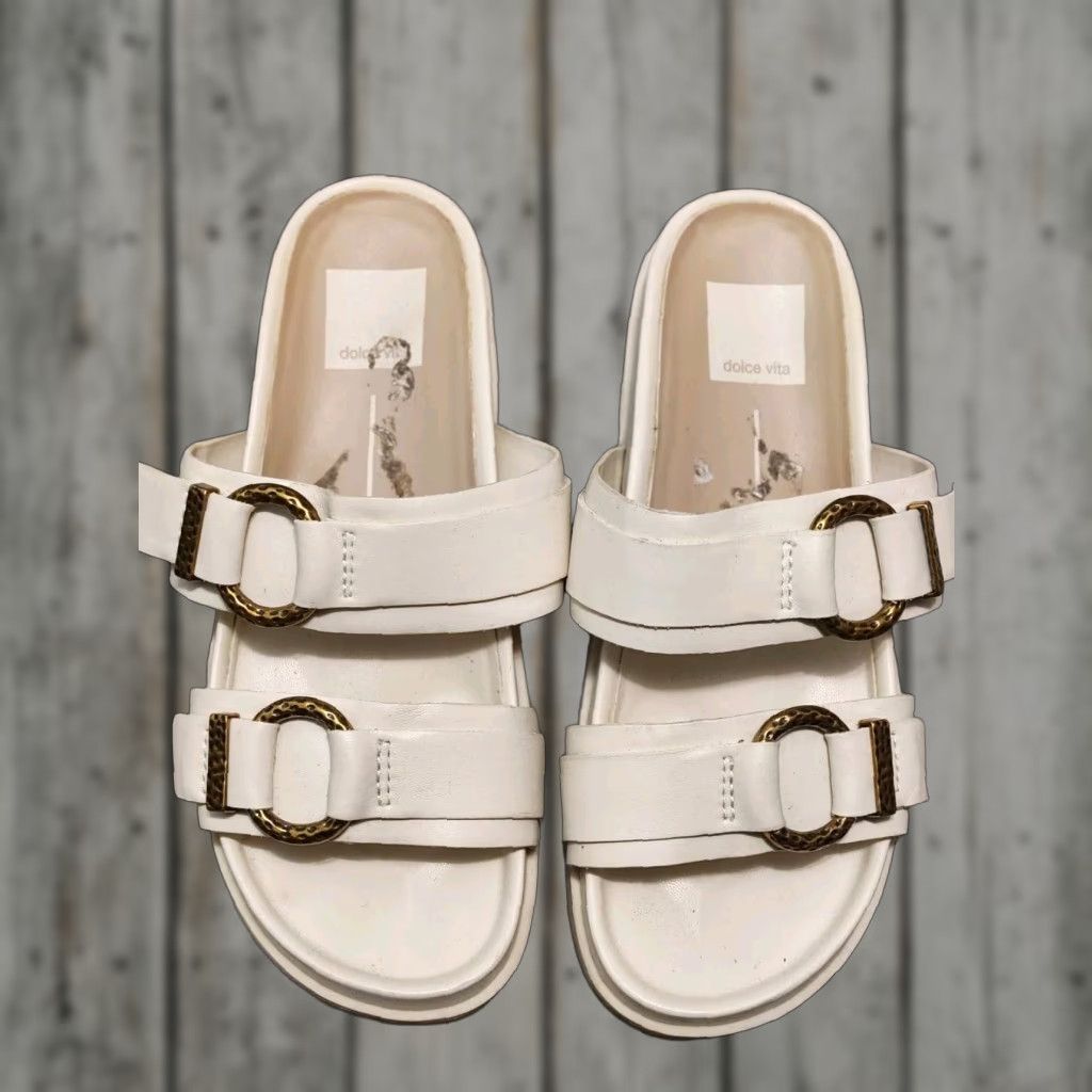 Dolce Vita Dolce Vita Sandal Women's 6 Ivory Black Stella Gold-Tone Sandal Vintage: No Size US 6 / IT 36 - 1 Thumbnail
