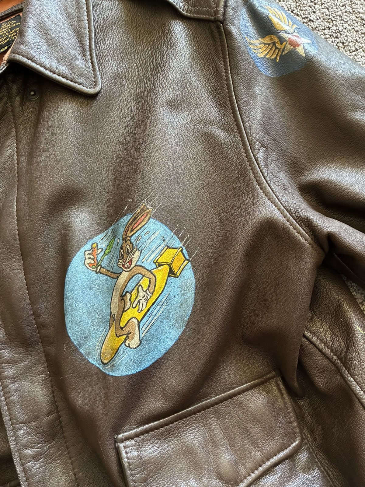 Other A-2 Flight Jacket WW2 leather hand painted Size US L / EU 52-54 / 3 - 8 Thumbnail