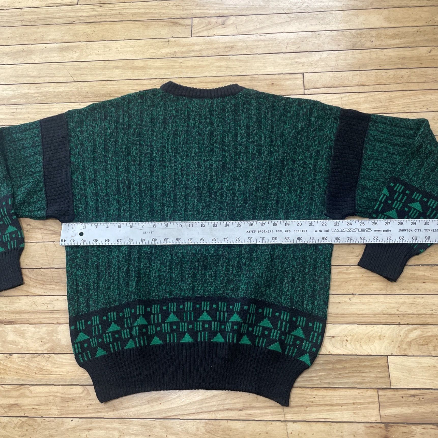 Vintage VINTAGE Gee 2 Vtg Italian Wool Sweater Men L Green Black 90s Y2k Tapered Cosby Knit 46" Size US L / EU 52-54 / 3 - 7 Thumbnail