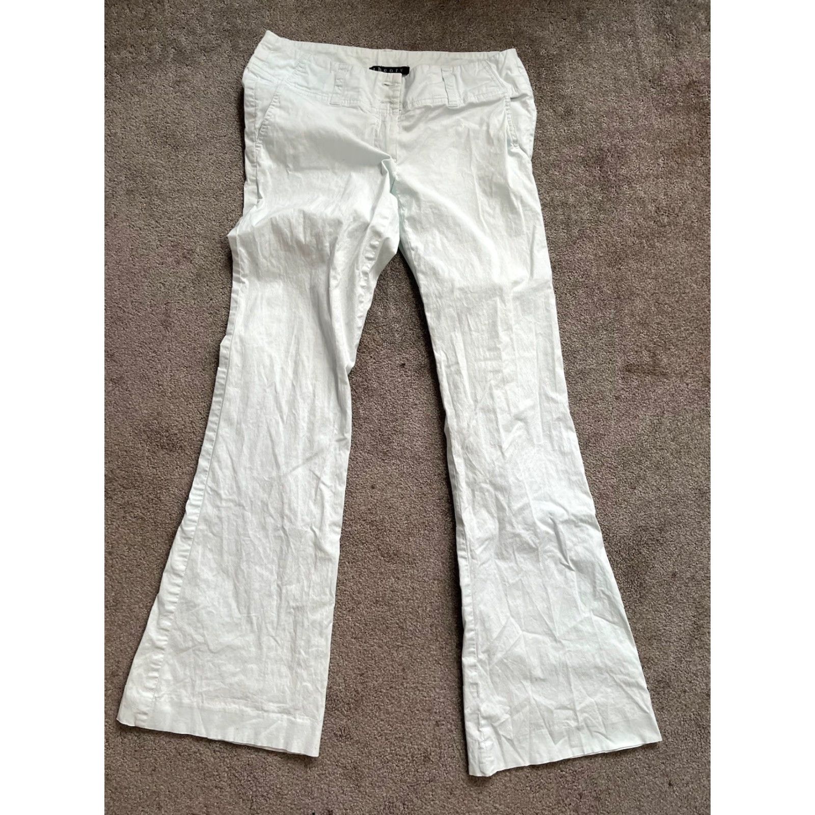 Theory Theory Pants Women’s Size 4 Mint Green Solid Boot Twill Linen Blend Pockets Chino Straight Size 27" / US 4 / IT 40 - 2 Thumbnail