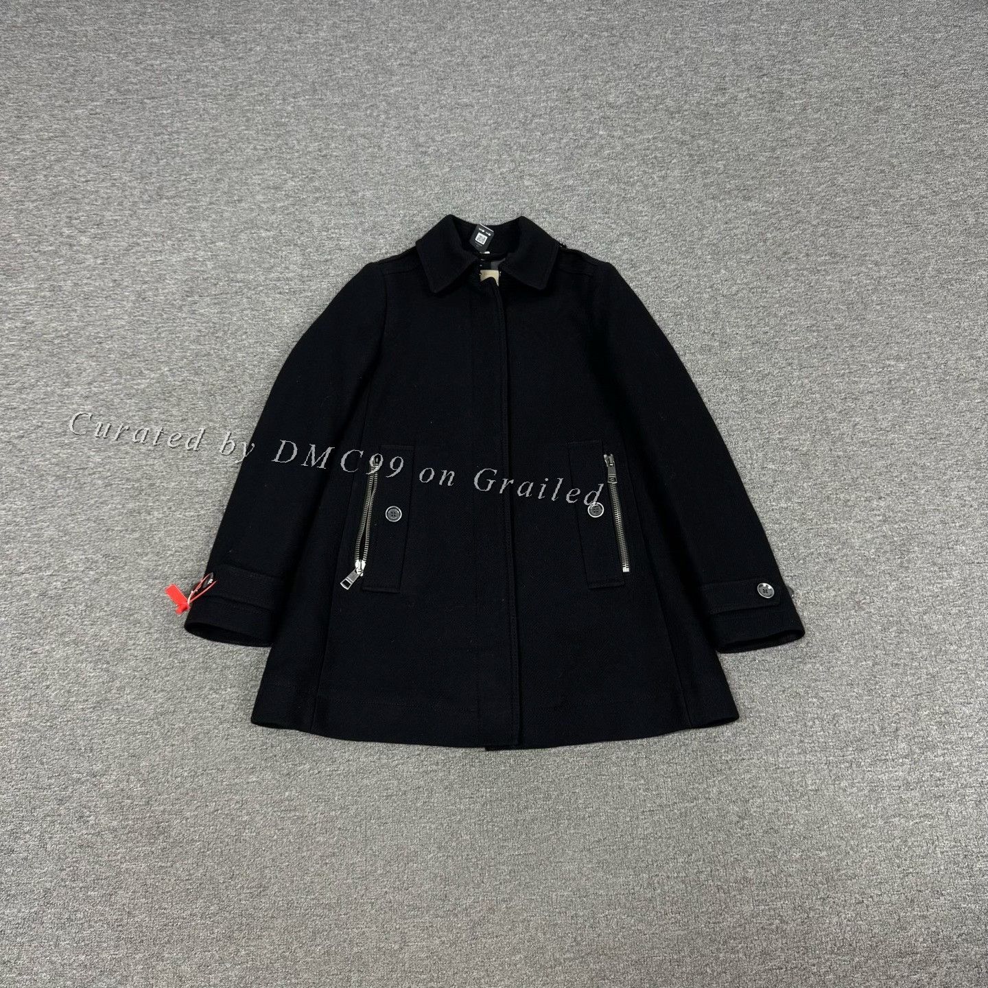 Burberry Burberry Black Mid-Length Lapel Wool Coat Size XXS / US 00 / IT 34 - 1 Thumbnail