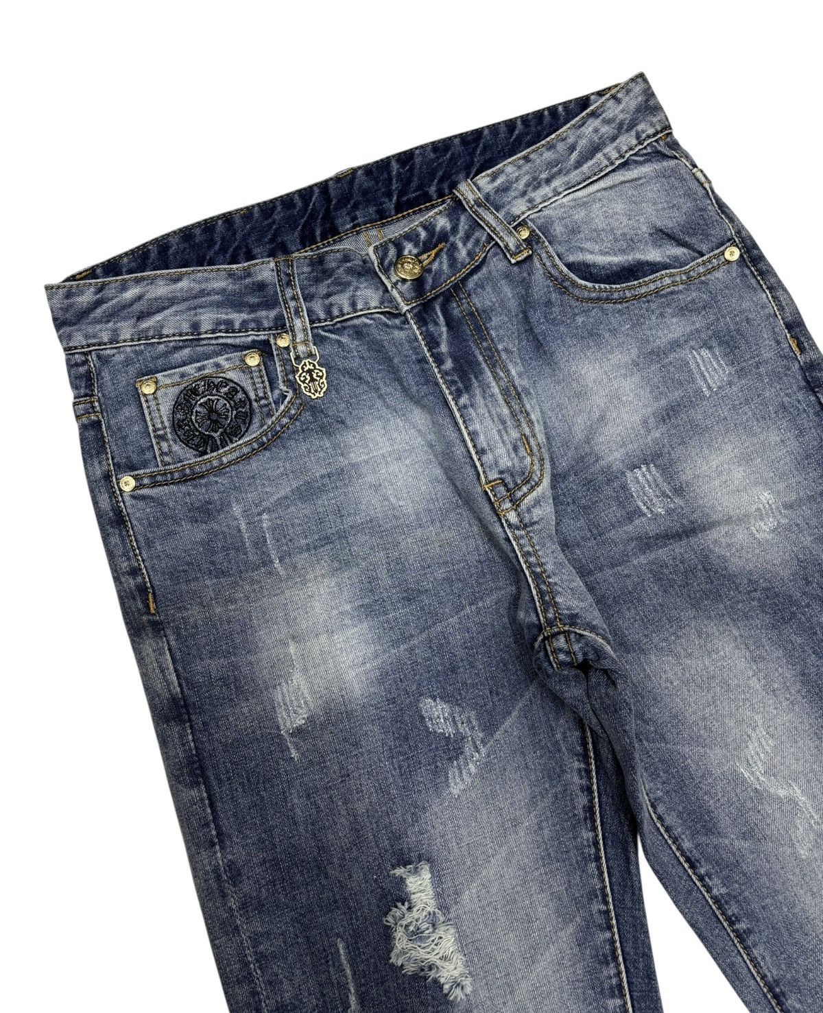 4GSELLER Chrome Hearts Symbol Jeans by Amarone Distressed Denim Size US 30 / EU 46 - 1 Thumbnail