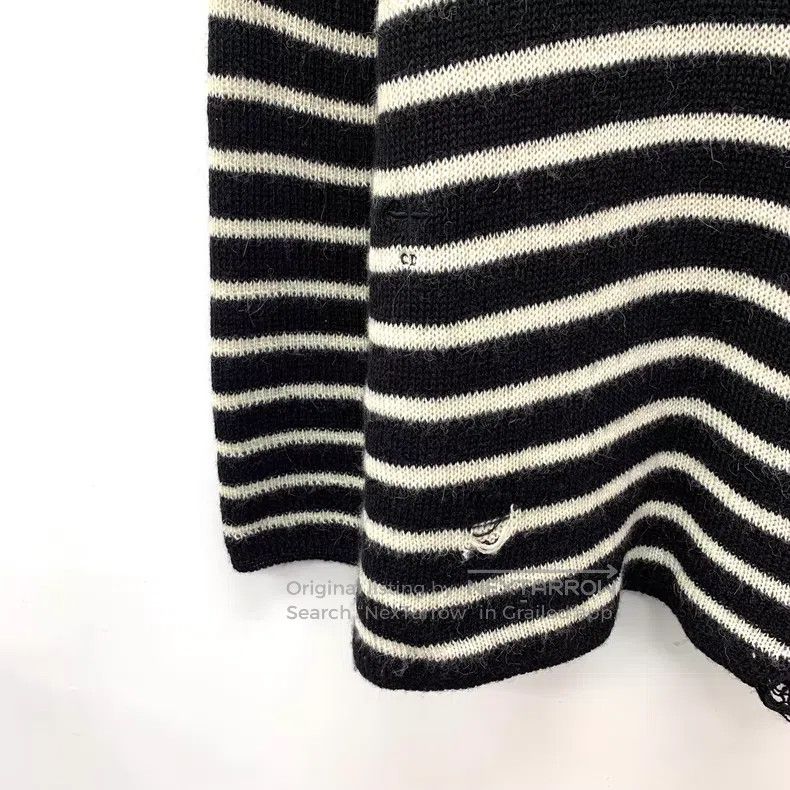 Dior Dior 24 colour-blocked hole design striped alpaca wool off Size XXS / US 00 / IT 34 - 4 Thumbnail