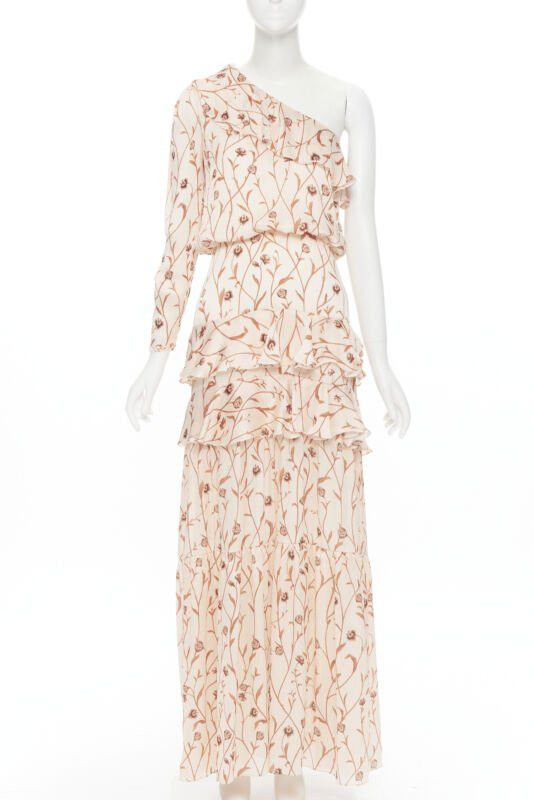 Johanna Ortiz JOHANNA ORTIZ Mysterious Soul beige floral one shoulder tier maxi dress US2 XS Size XS / US 0-2 / IT 36-38 - 1 Thumbnail