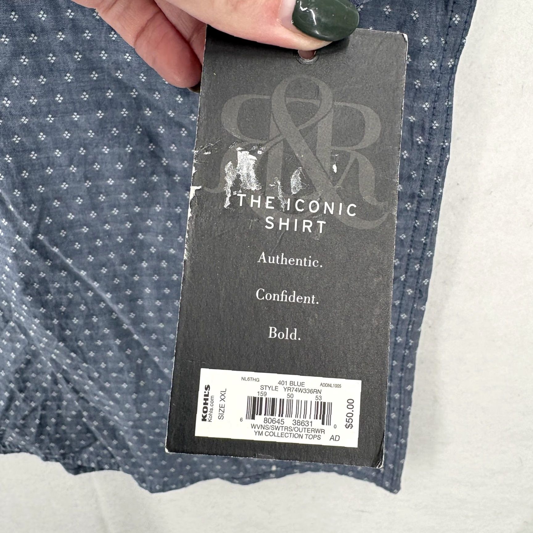 Vintage Rock & Republic Shirt Mens 2XL Blue Print Iconic Button Front Long Sleeve Grunge Size US XXL / EU 58 / 5 - 5 Thumbnail
