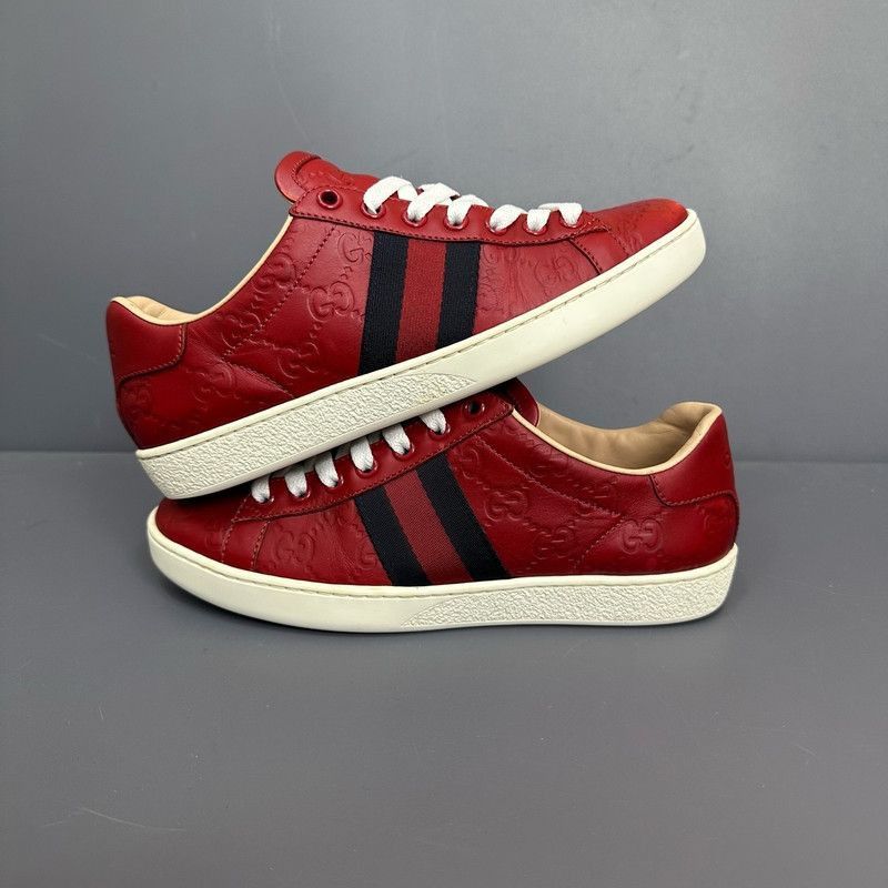 Other Gucci Ace Leather Low-Top Sneakers in Red Size US 5.5 / EU 38 - 3 Thumbnail