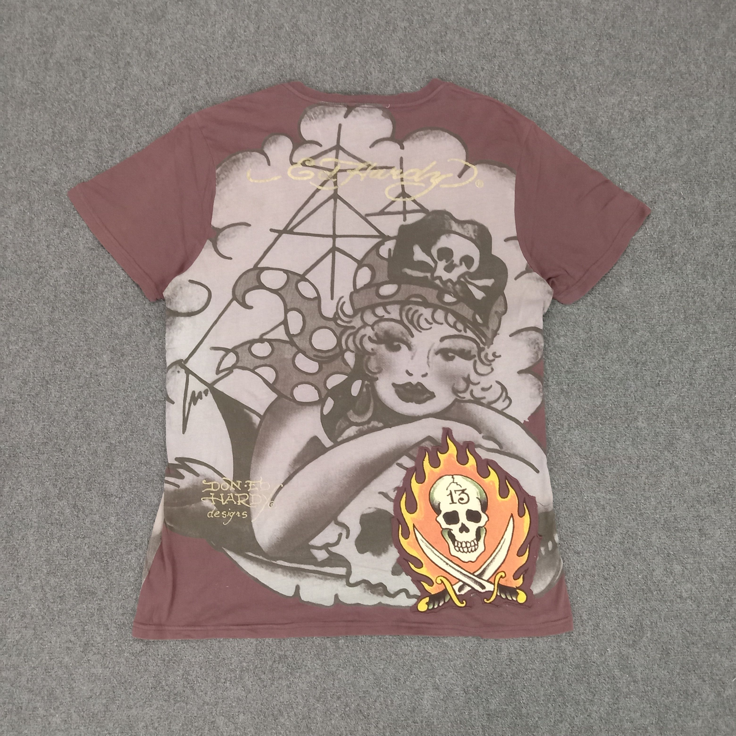 Christian Audigier × Ed Hardy × Vintage Ed Hardy by Christian Audiger Skull Art Tshirt Size US L / EU 52-54 / 3 - 6 Thumbnail