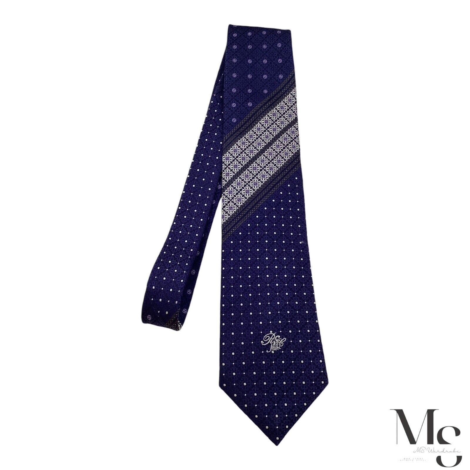 Other NINA RICCI Blue Geometric With Logo Luxury Silk Tie W:3.5" E Size ONE SIZE - 6 Thumbnail