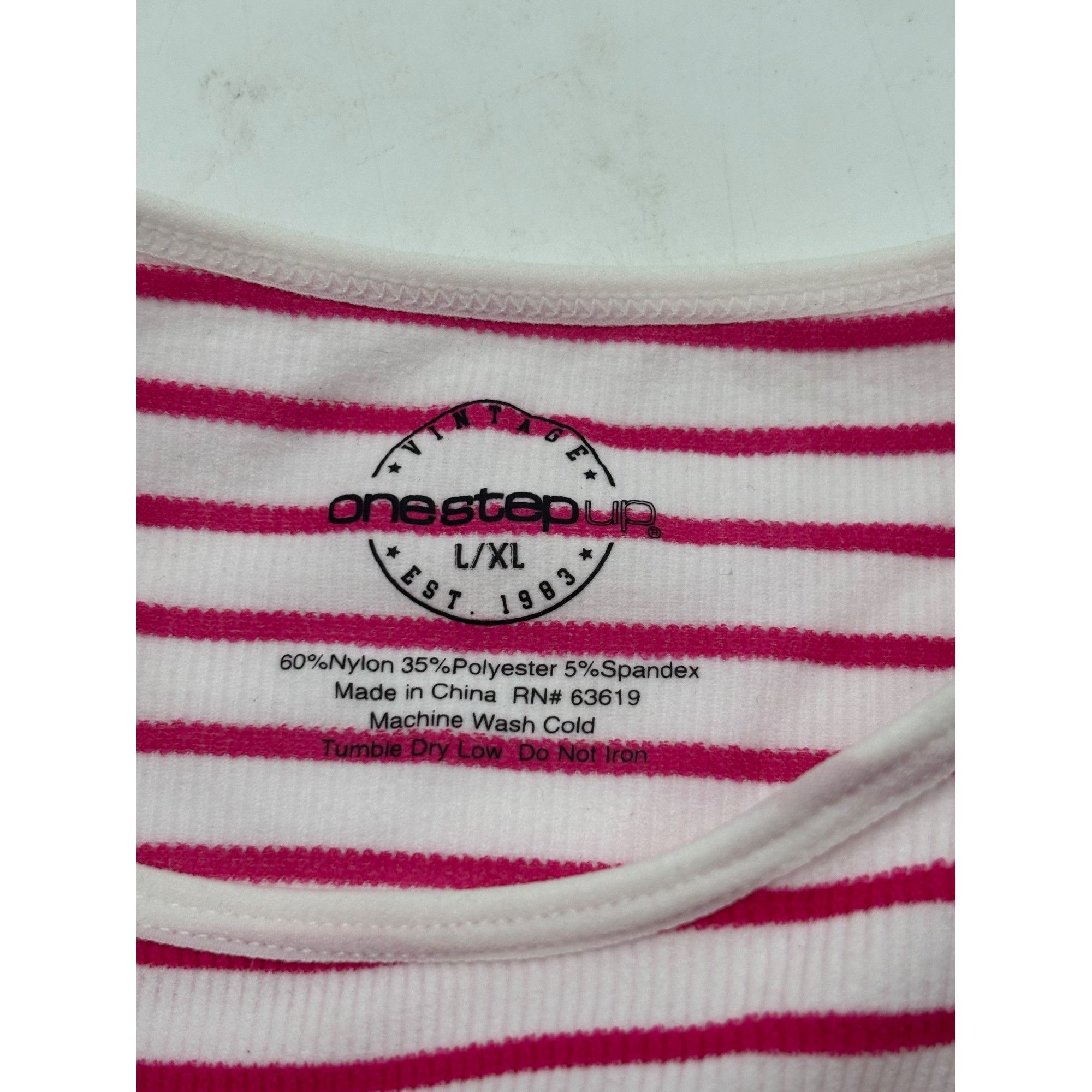Other One Step Women's Seamless Ribbed Cropped Tank, Red/White, L Size ONE SIZE - 5 Thumbnail
