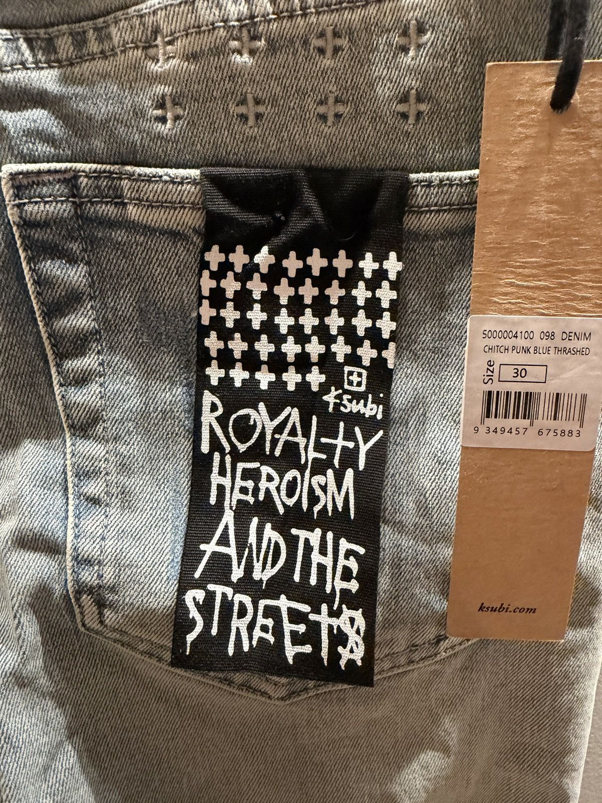 Ksubi Chitch Punk Blue Thrashed Jeans Size 30