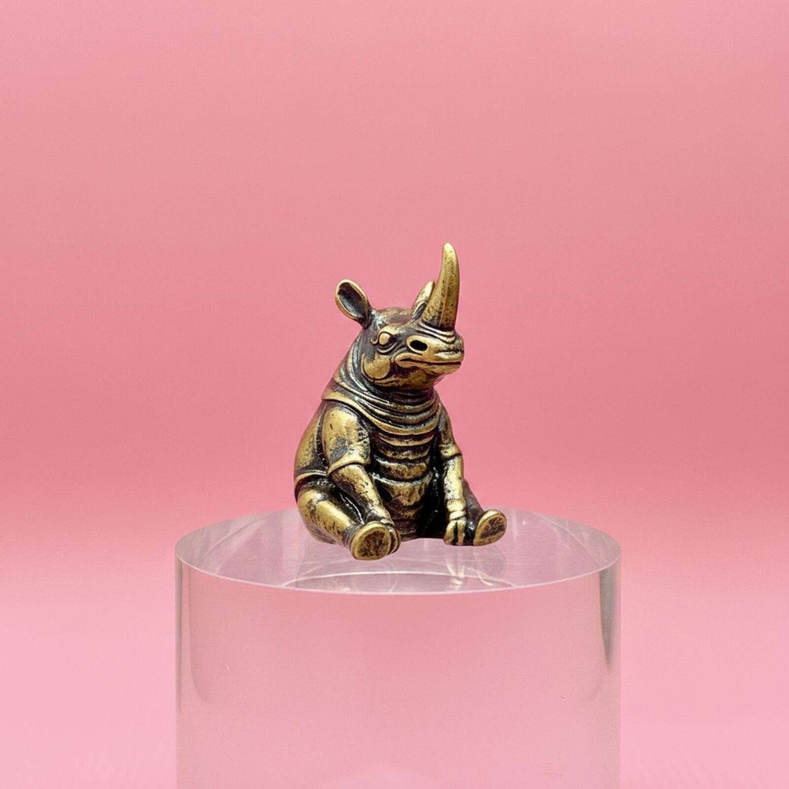 Other Miniature Sitting Rhino Figurine with Antiqued Brass Finish Size ONE SIZE - 1 Thumbnail
