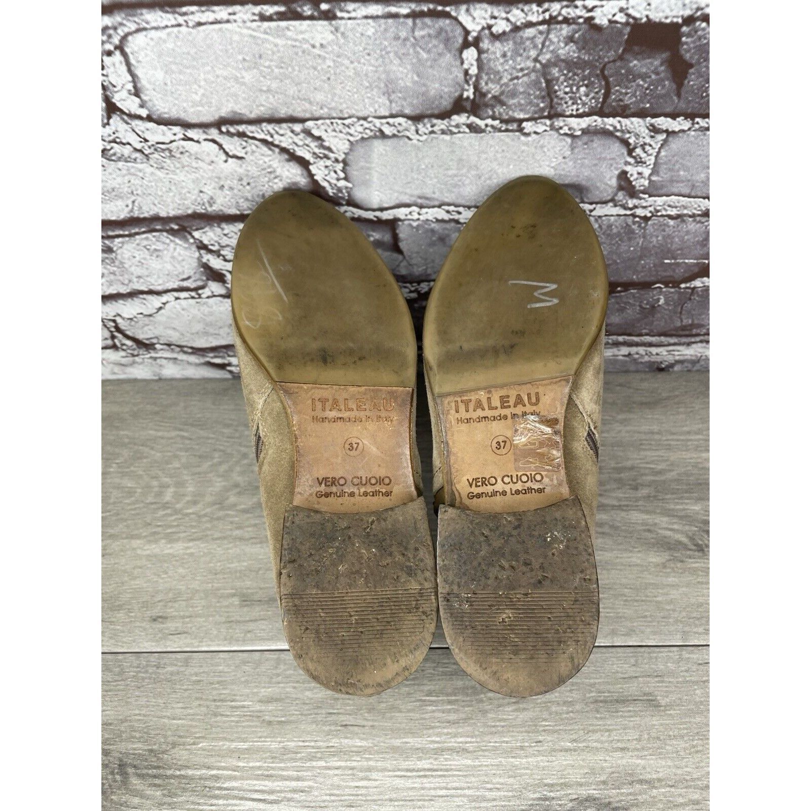 Other ITALEAU Tan Suede Leather Ankle Side Zipper Low Heel Boots W Size US 6.5 / IT 36.5 - 7 Thumbnail