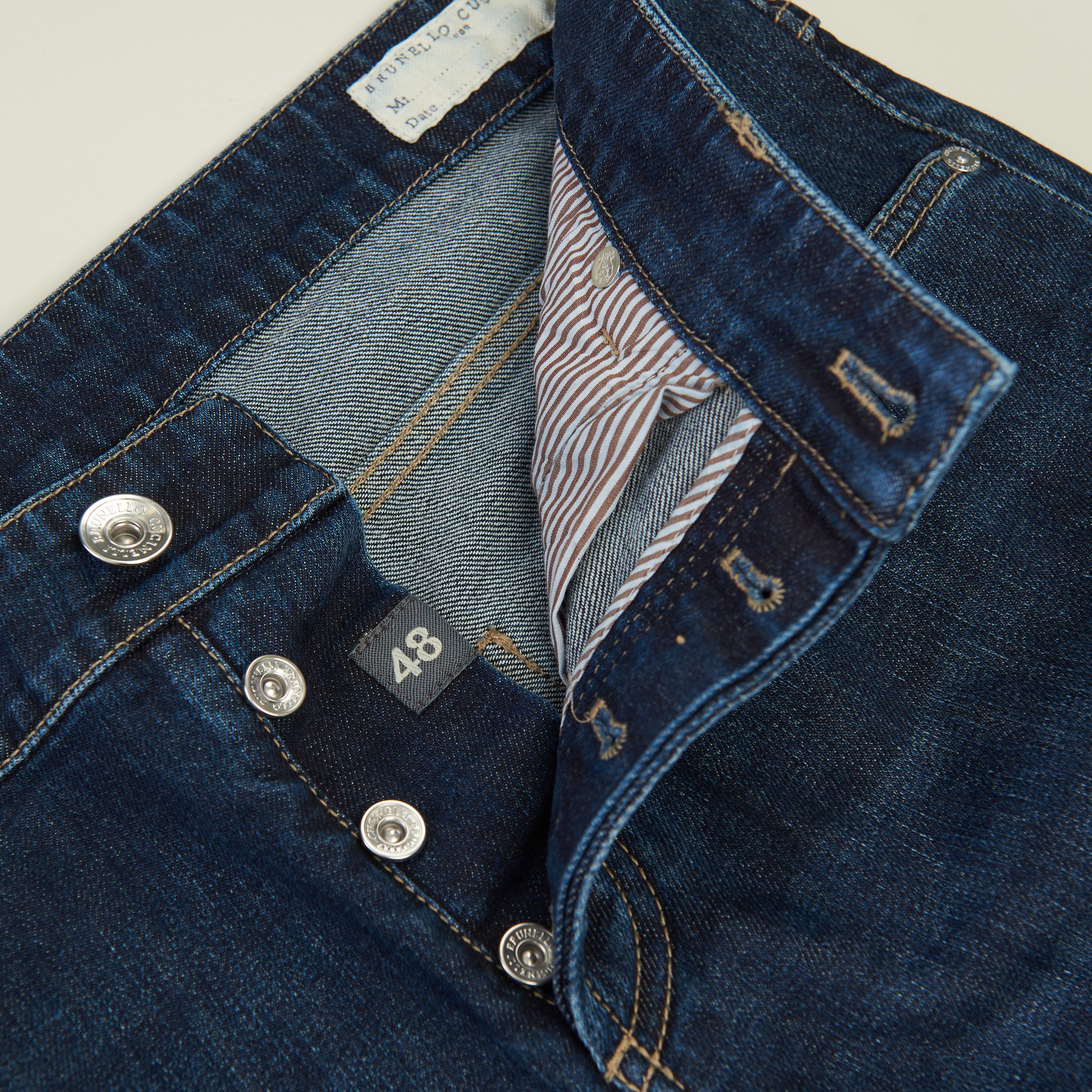 Brunello Cucinelli Slim Fit Five Pocket Jeans Trousers In Dark Blue Denim Size US 40 / EU 56 - 13 Thumbnail