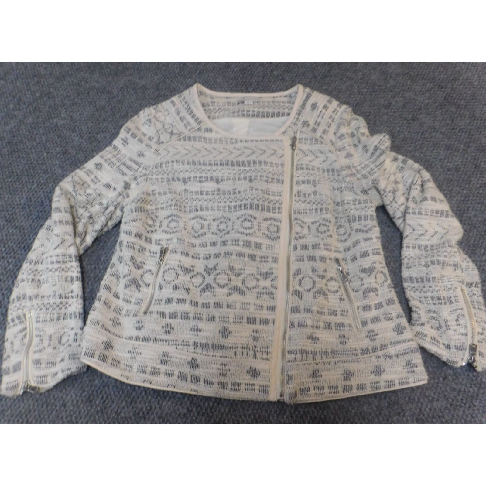Vintage Cato Womens Jacket L Beige Full Zip pattern Size L / US 10 / IT 46 - 2 Thumbnail