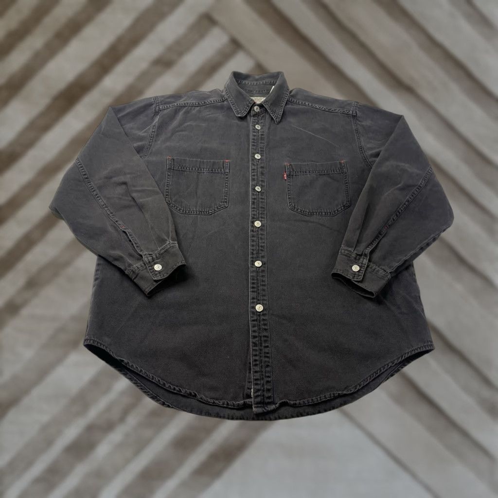 VINTAGE Levi's Shirt Denim Button-Up Black 90s Western Casual Mens Large Regular