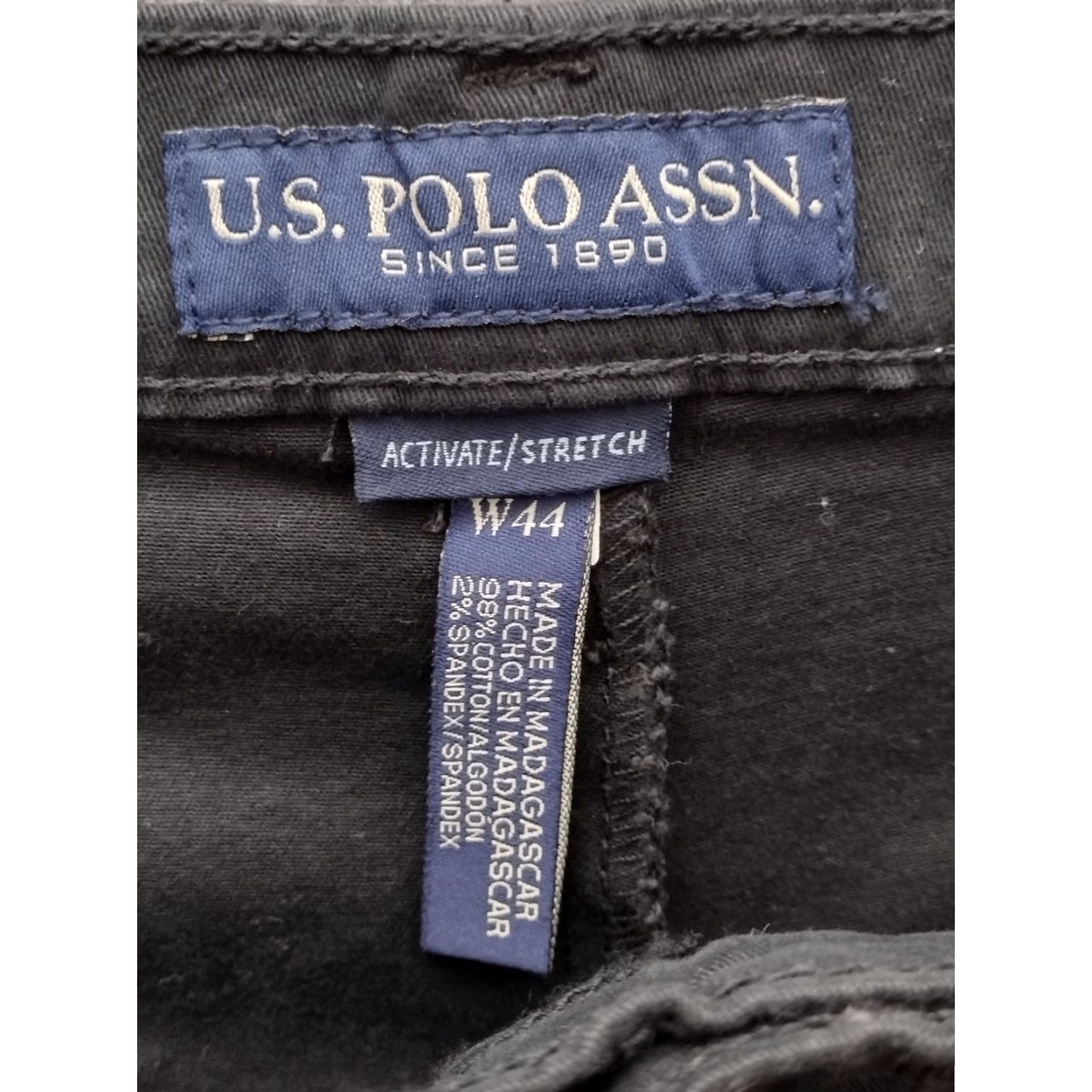Vintage US Polo Assn. Mens Chino Shorts W44 Black Short Regular 9in Inseam Cotton Knit Solid Casual Flat Front Pocketed Stretch Denim? Size US XXL / EU 58 / 5 - 5 Thumbnail
