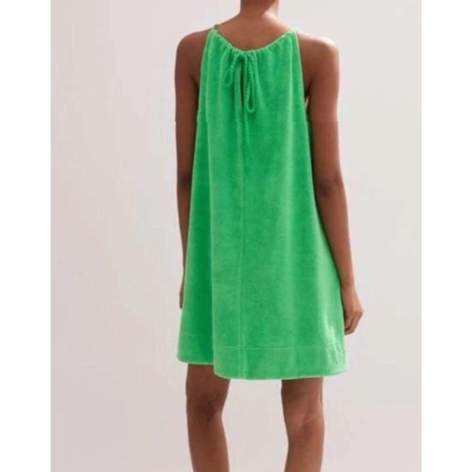 ME+EM Women’s Halter-Neck Toweling Dress – Green, Size 14, Sleeveless, Short Shift Dress, Regular, Spring/Summer, NWT