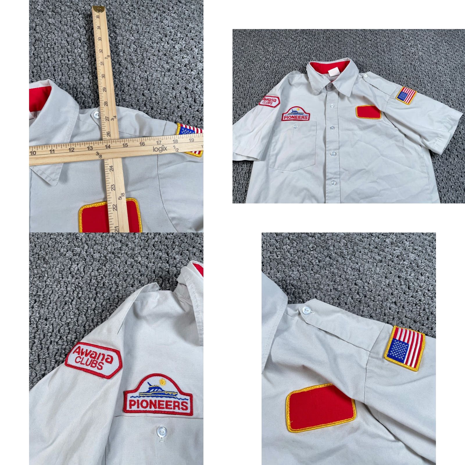 Vintage VINTAGE Awanas Club Uniform Shirt Adult Medium Light Gray American Flag Boat Patches Size US M / EU 48-50 / 2 - 8 Thumbnail