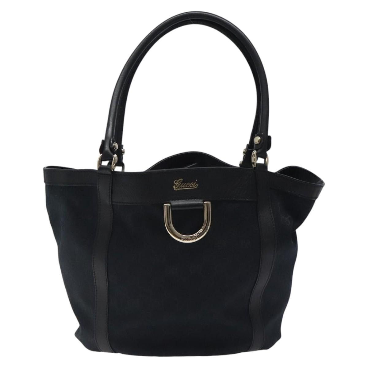 GUCCI GG Canvas Tote Bag Black Gold