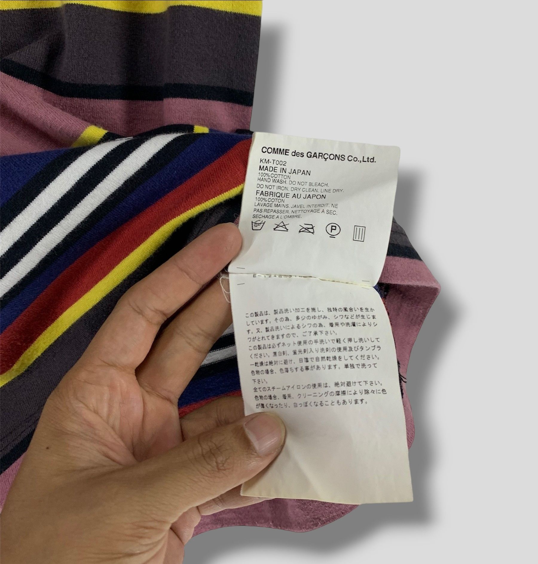 Comme des garcons ugo rondinone stripe multicolor tshirt