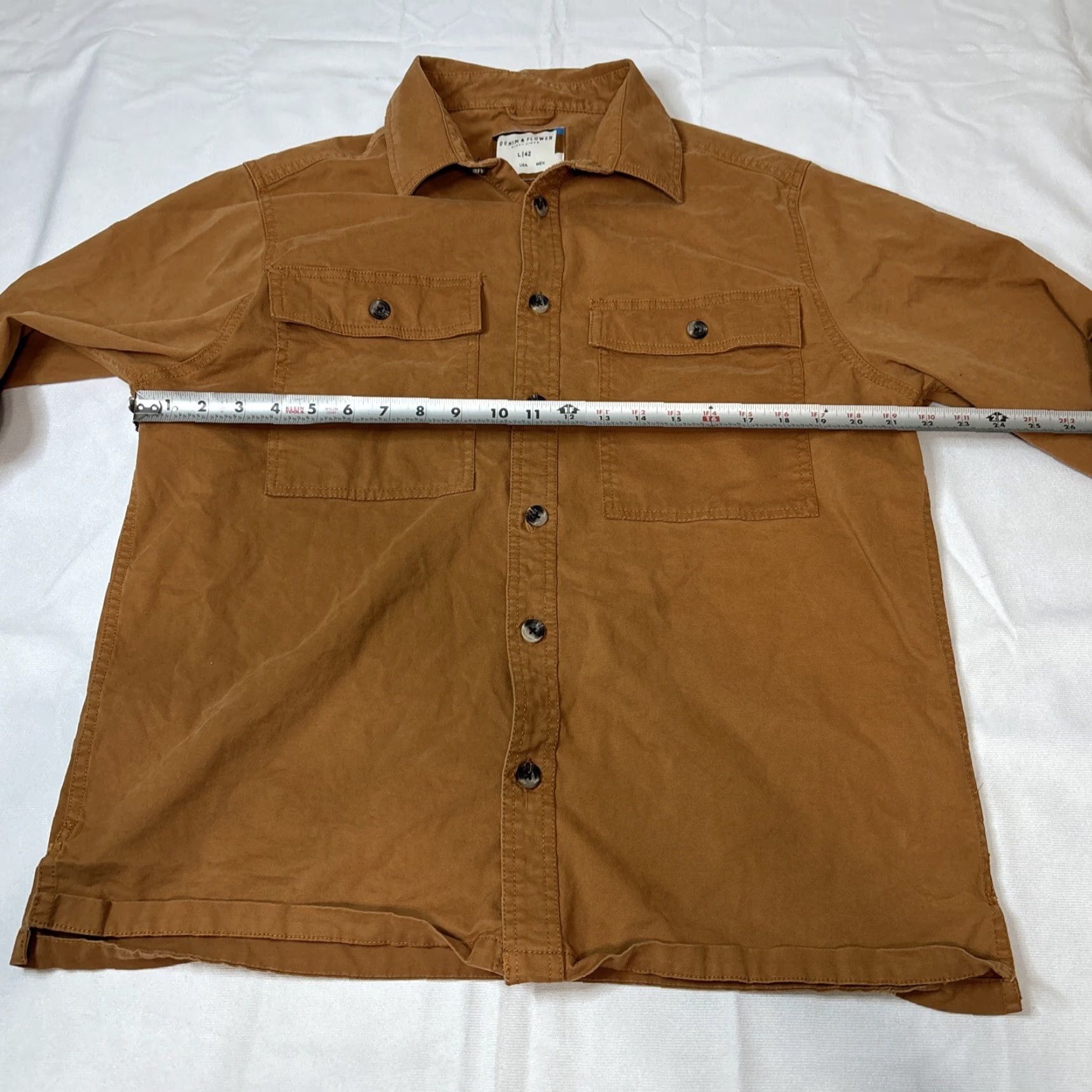 Denime Denim & Flowers Men Button-Up Shirt Long Sleeve Burned Orange L Orange Flower Denim L Mens Size US L / EU 52-54 / 3 - 3 Thumbnail