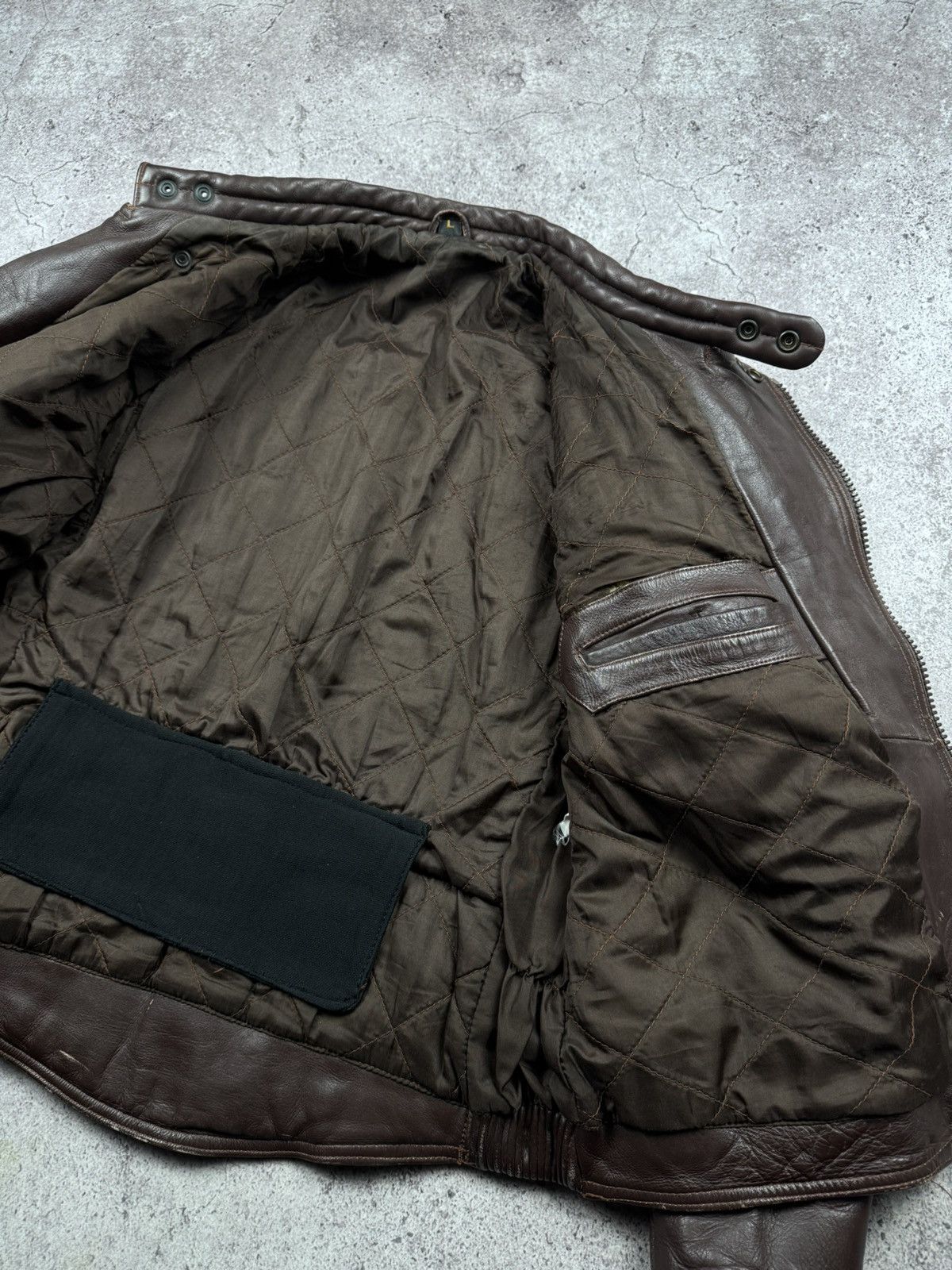 Vintage VINTAGE 80S BROWN BIKER RAMONES FADED RACING LEATHER JACKET Size US L / EU 52-54 / 3 - 21 Thumbnail