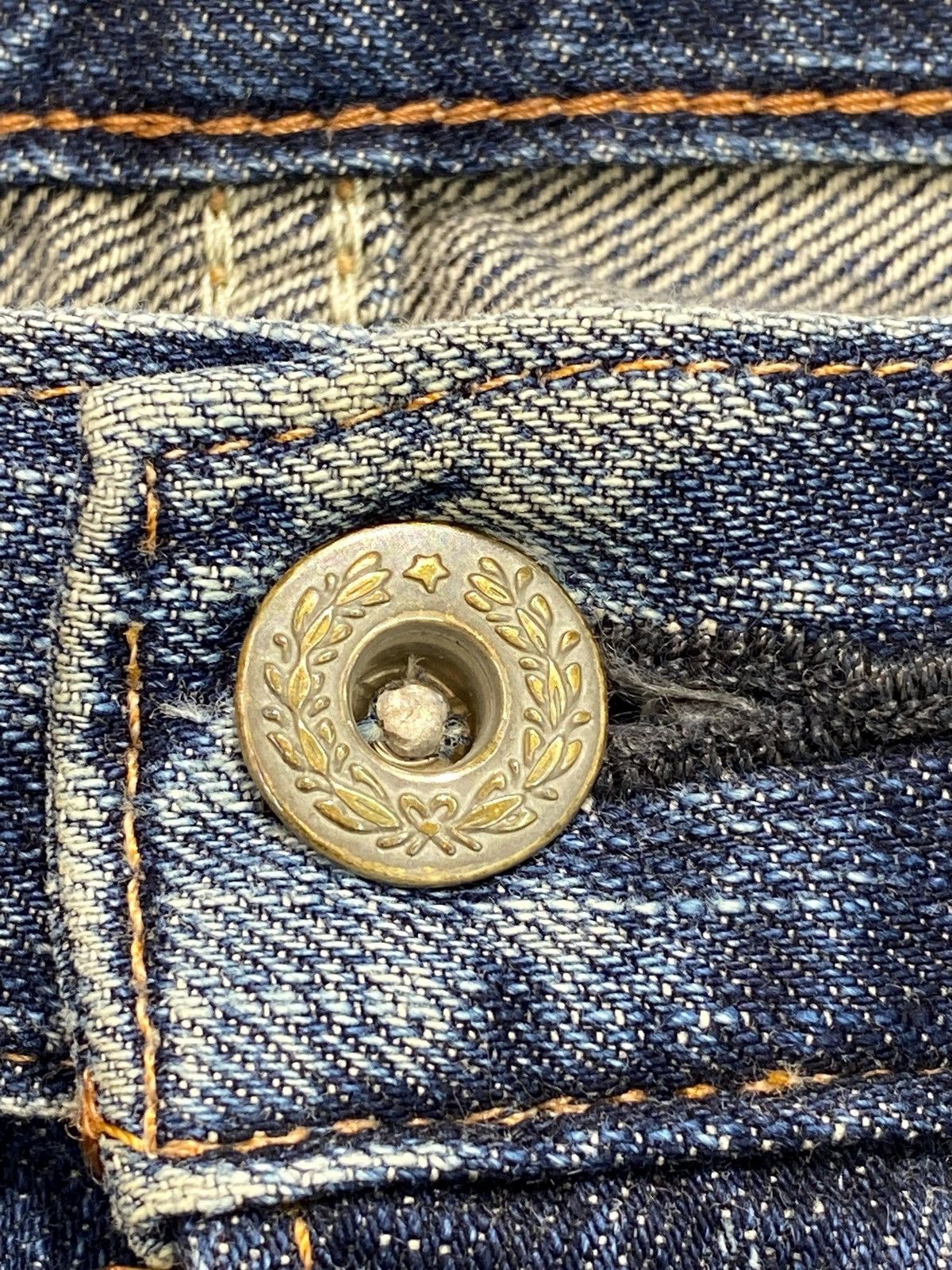 Edwin Vintage Edwin 503 Blue Wash Distress Patch Style Loose Jeans Size US 31 - 16 Thumbnail