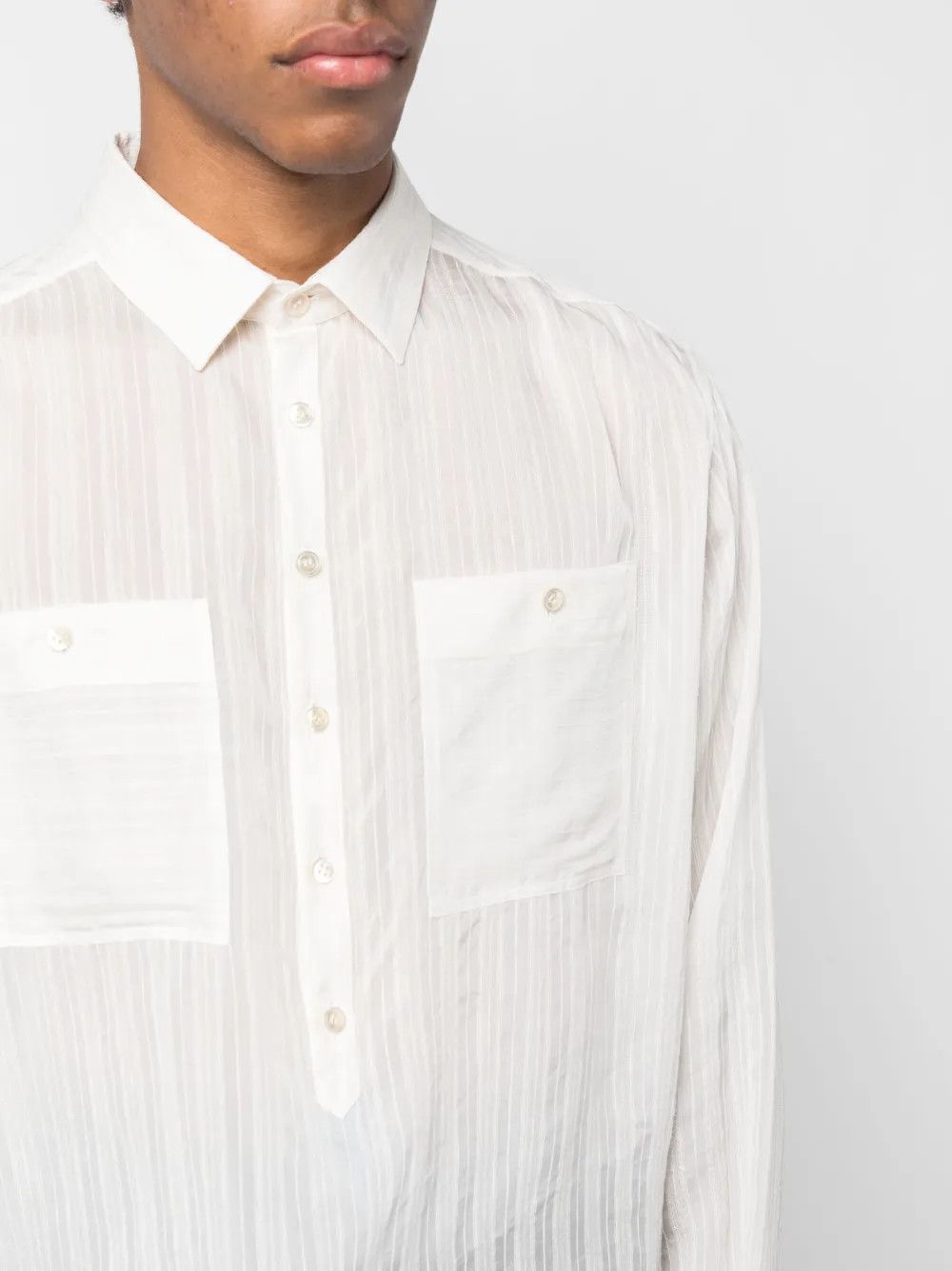 Saint Laurent Paris o1y0325 Solid Color Shirt in White Size US S / EU 44-46 / 1 - 2 Thumbnail