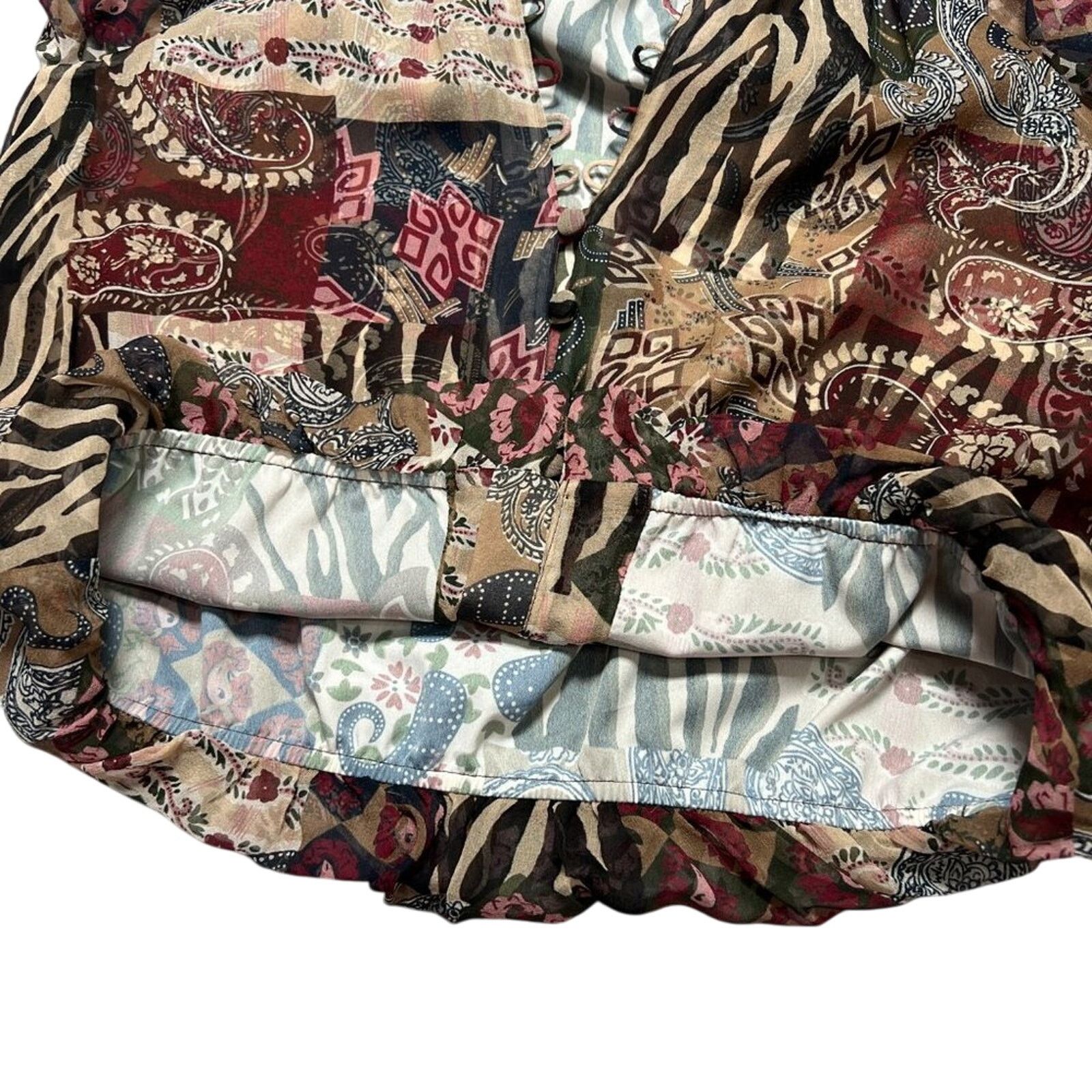 Veronica Beard Veronica Beard Jayce Silk Patchwork Blouse Print Size 2 Size XS / US 0-2 / IT 36-38 - 10 Thumbnail