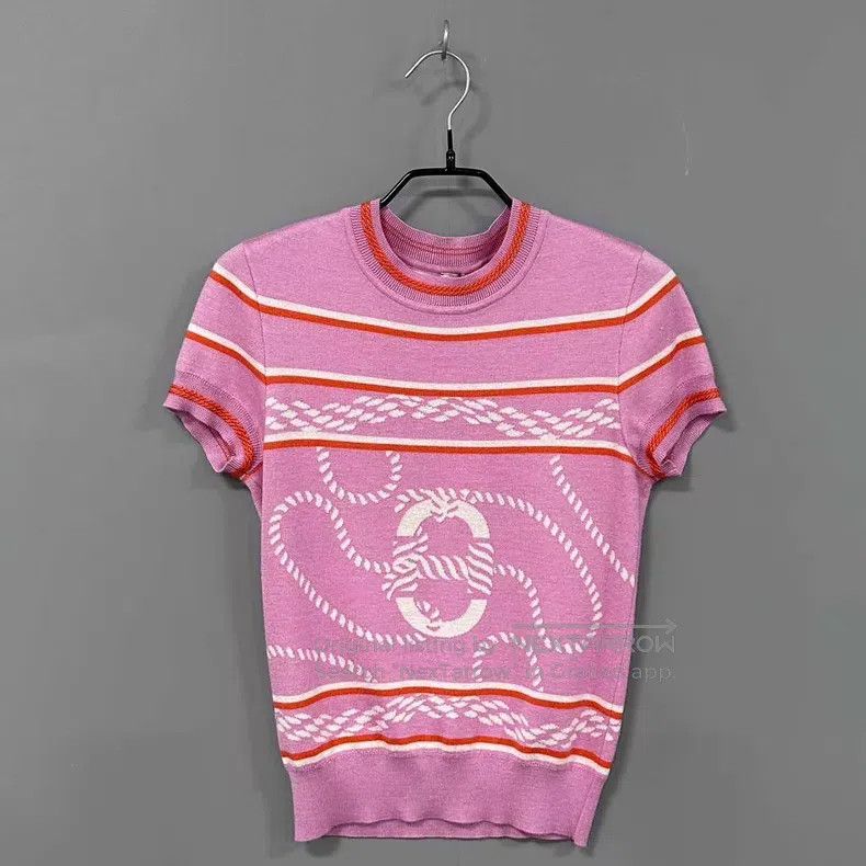 Hermes Hermes Pink Striped Rope Cashmere Cardigan Set Size XS / US 0-2 / IT 36-38 - 4 Thumbnail
