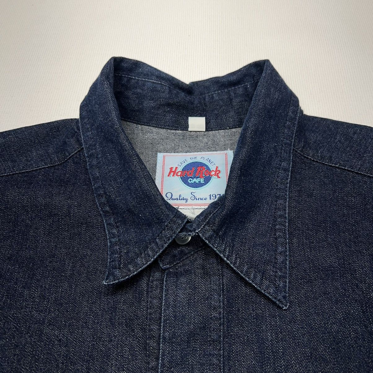 Hard Rock Cafe × Vintage VTG Hard Rock Cafe Denim Shirt Blue Button Queensland Y2K Size US L / EU 52-54 / 3 - 4 Thumbnail