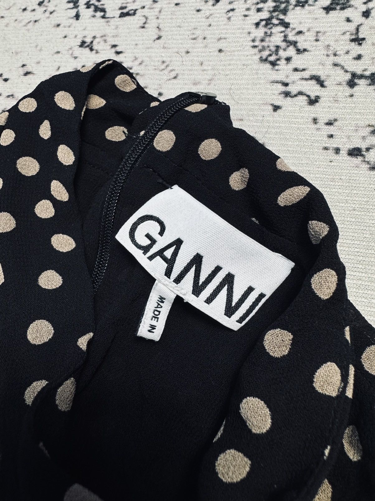Ganni Ganni Dress Black Yellow Size: XL Silk Size XL / US 12-14 / IT 48-50 - 4 Thumbnail