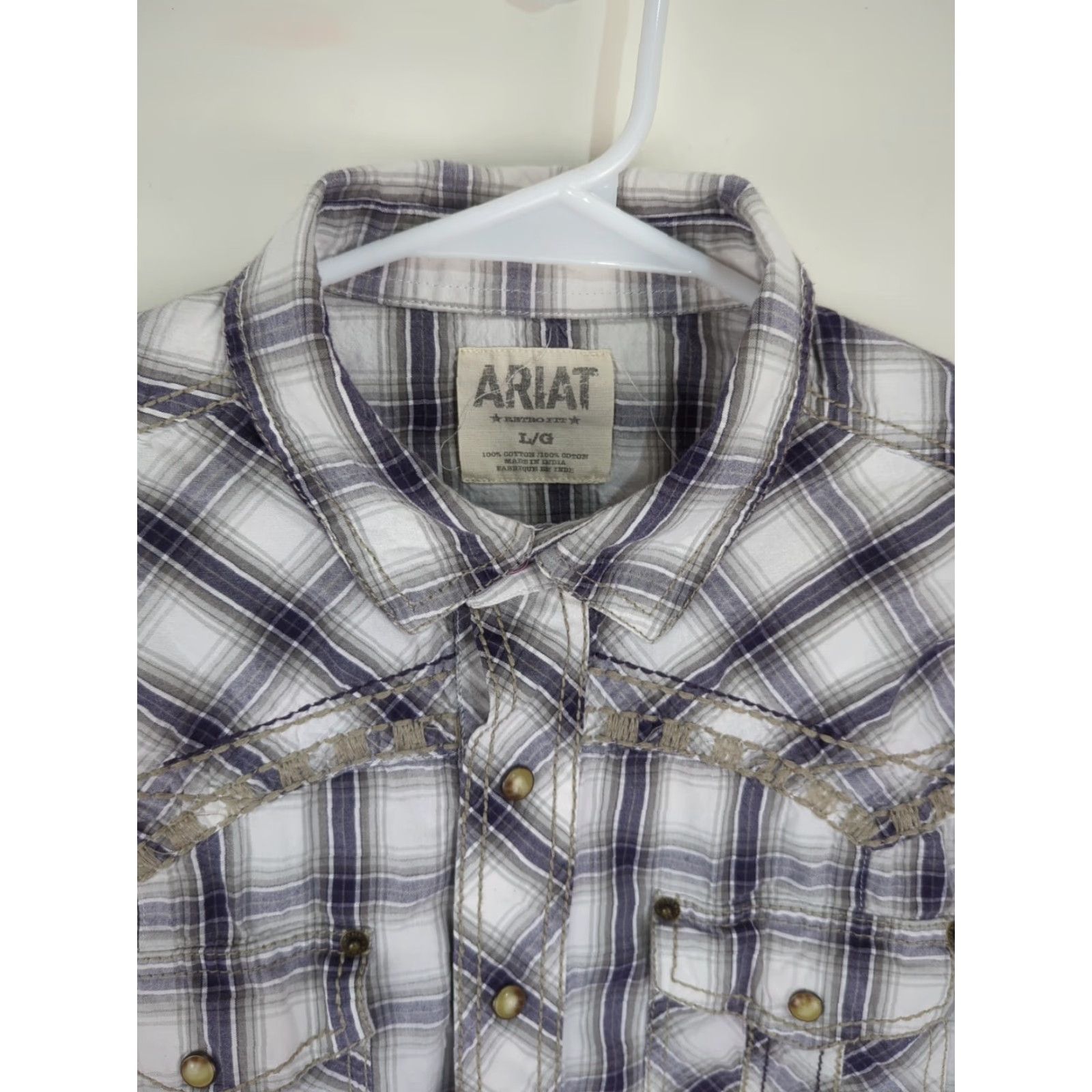 Ariat Ariat Retro Fit Plaid Pearl Snap Long Sleeve Button Up Shirt L Mens Western Size US L / EU 52-54 / 3 - 3 Thumbnail