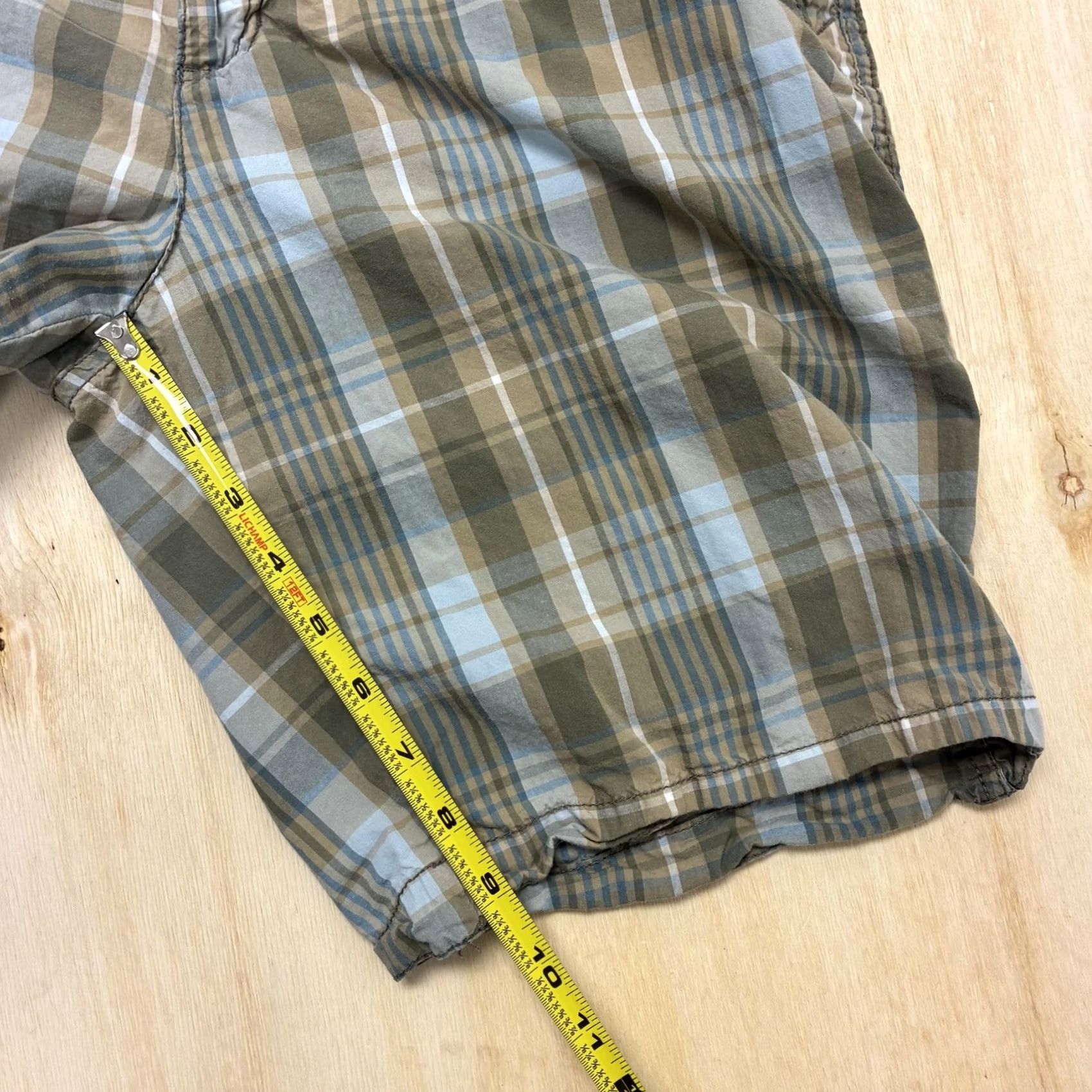 Vintage No Boundaries Bermuda Shorts Juniors 13 Green Plaid Cotton Chino Casual Summer Size 34" / US 12 / IT 48 - 6 Thumbnail