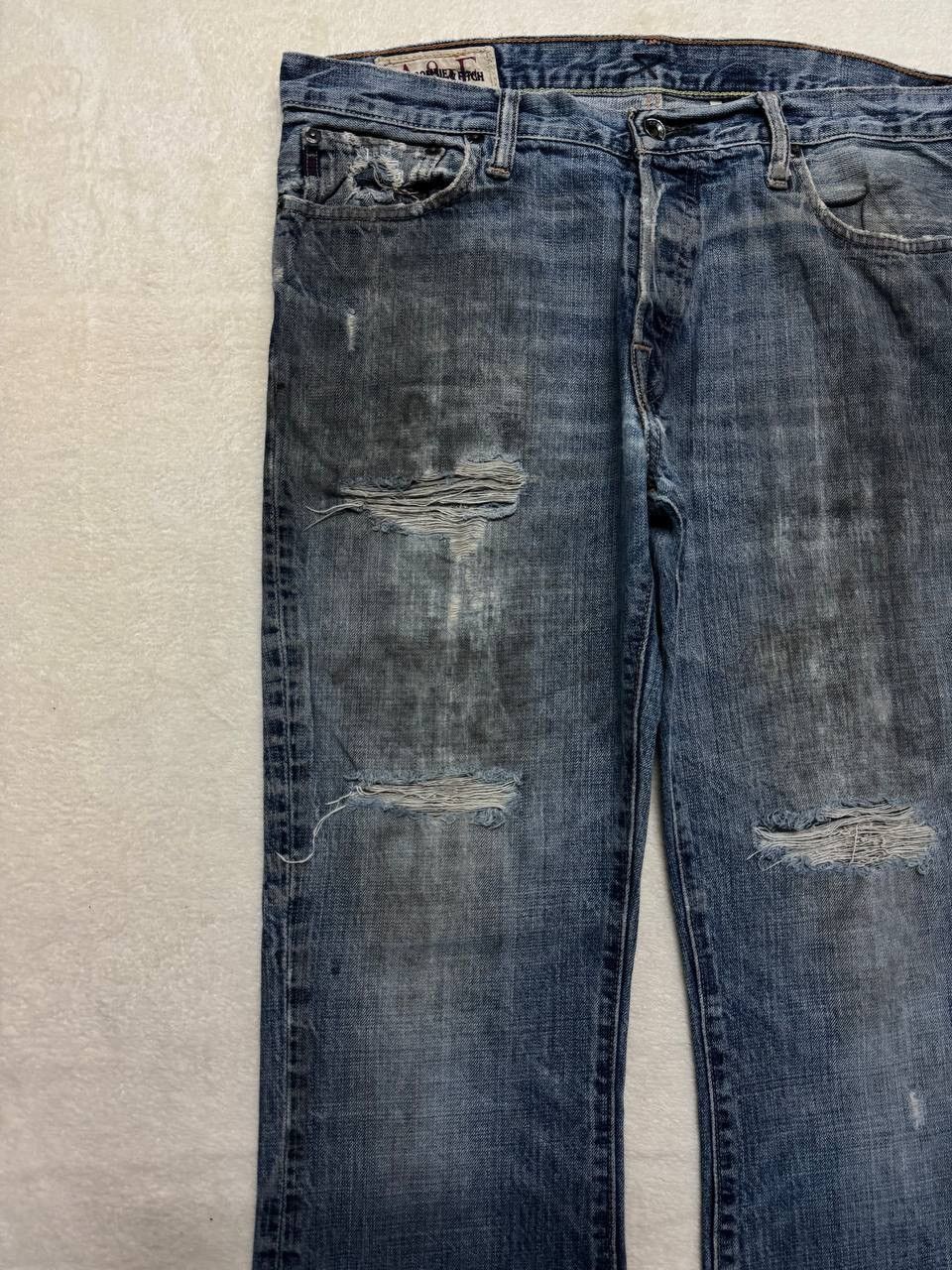 Vintage THRASHED 90s Style Abercrombie Rusty Distressed Flare Jean Size US 35 - 4 Thumbnail
