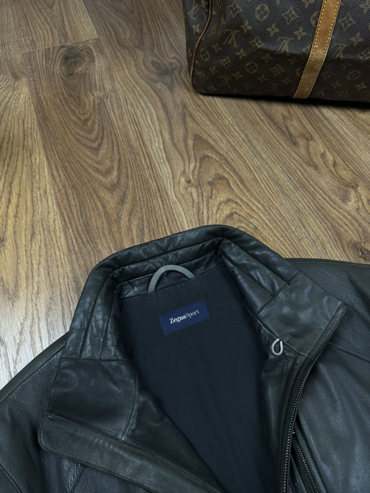 Ermenegildo Zegna Leather jacket Zegna Sport original luxury streetwear item Size US L / EU 52-54 / 3 - 2 Thumbnail