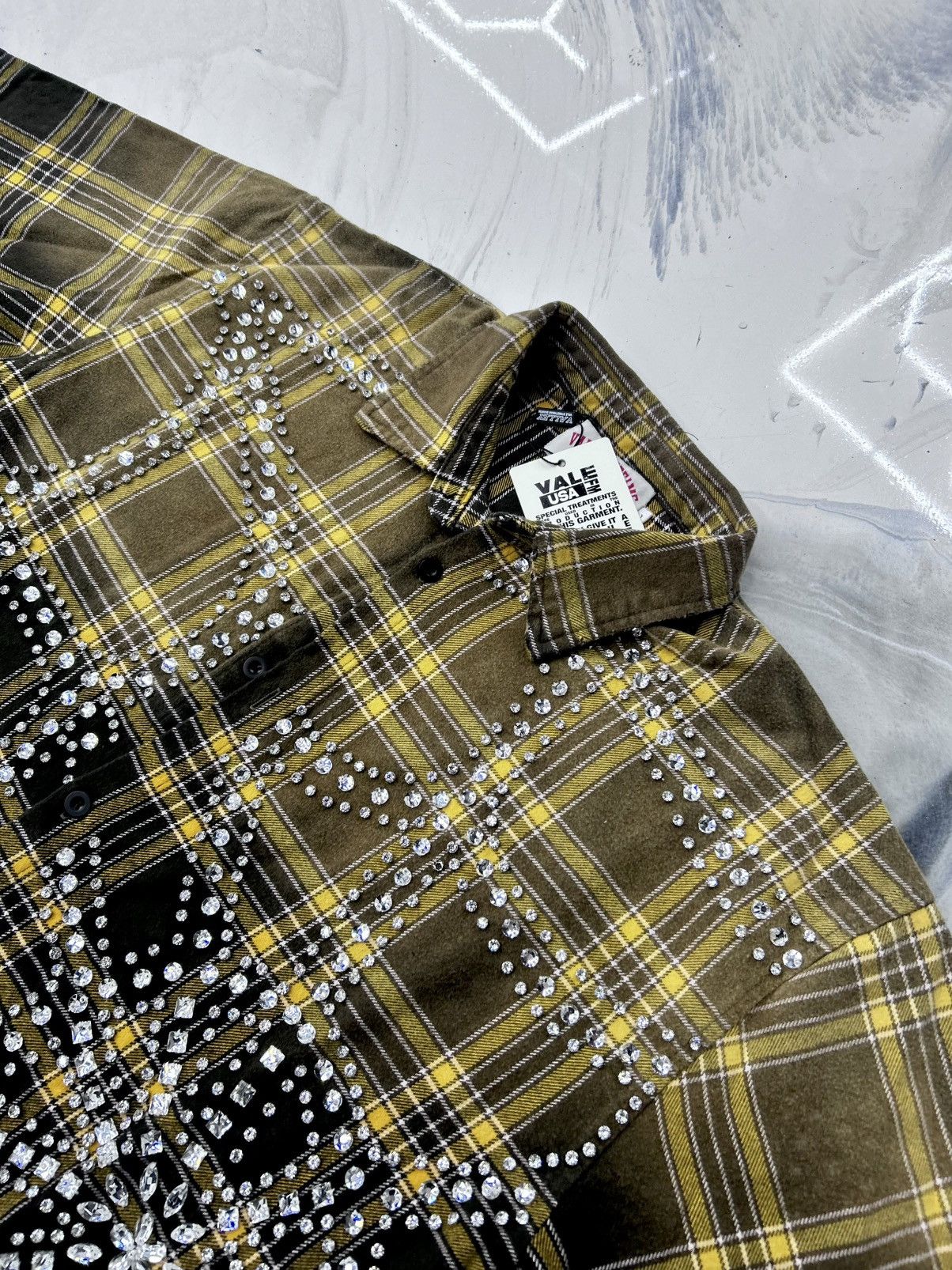 Vale Chocolate Crystal Flannel Black Yellow Size S