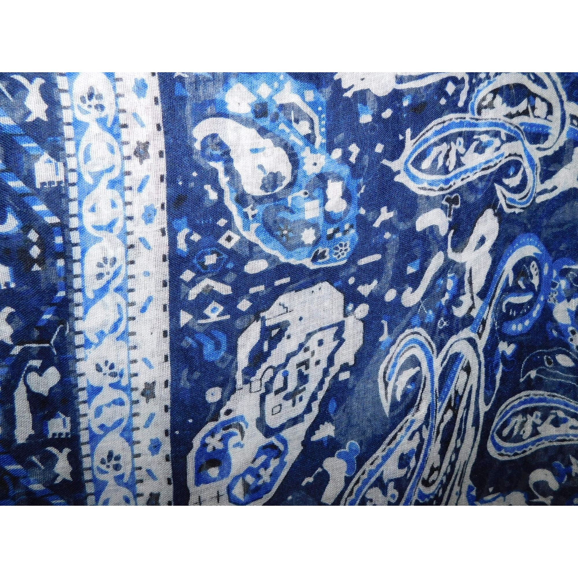 Madden NYC Madden NYC Paisley Scarf Wrap 75x80 Inches Blue & White Size ONE SIZE - 5 Thumbnail