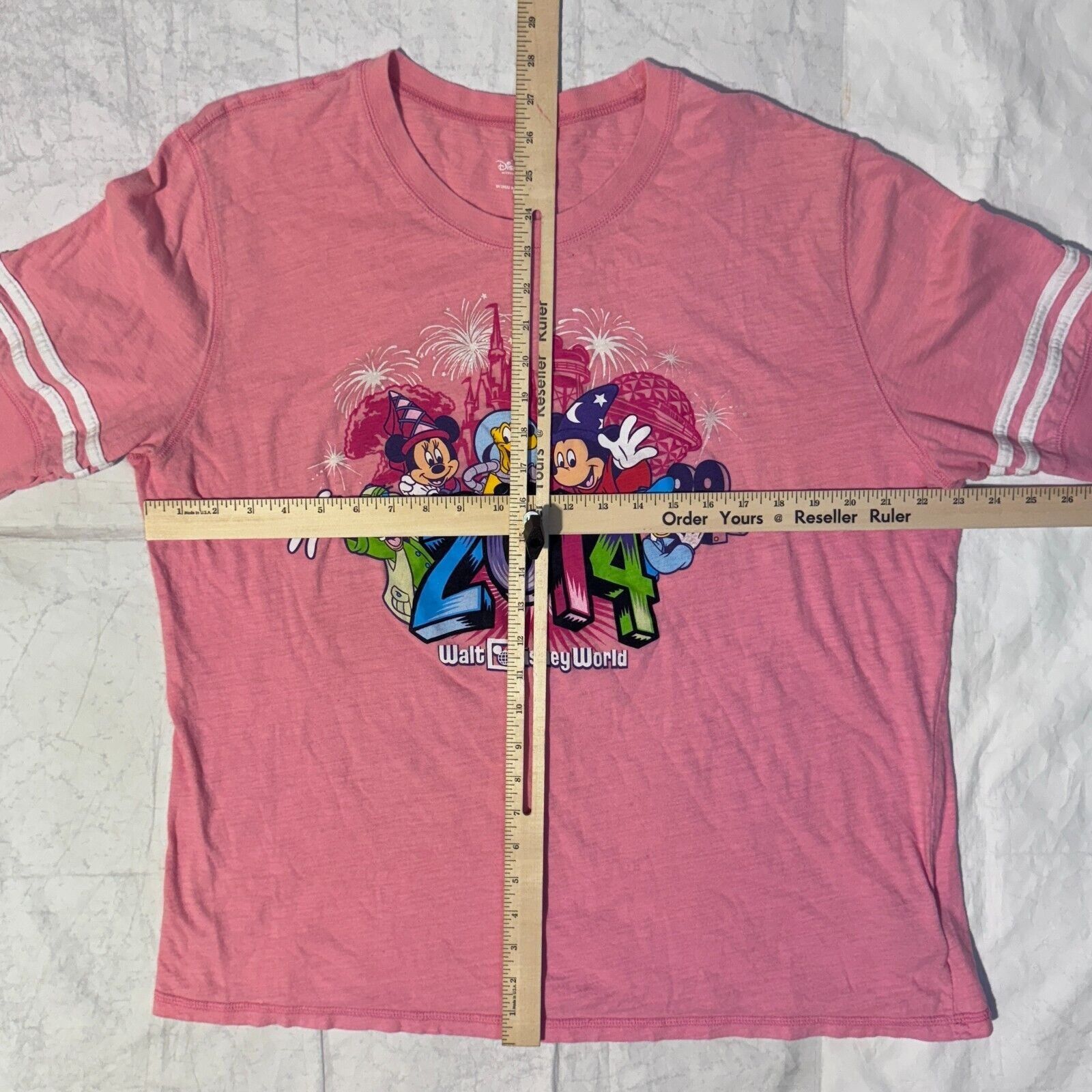 Disney 2014 Walt Disney World Mickey & Minnie Mouse Pink Short Slee Size XXL / US 16-18 / IT 52-54 - 4 Thumbnail
